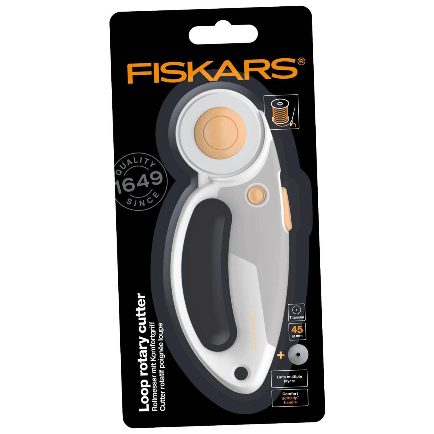 Fiskars Cuttermesser Fiskars Titan-Rollschneider Rollmesser mit Schlaufengriff, Rechts- und