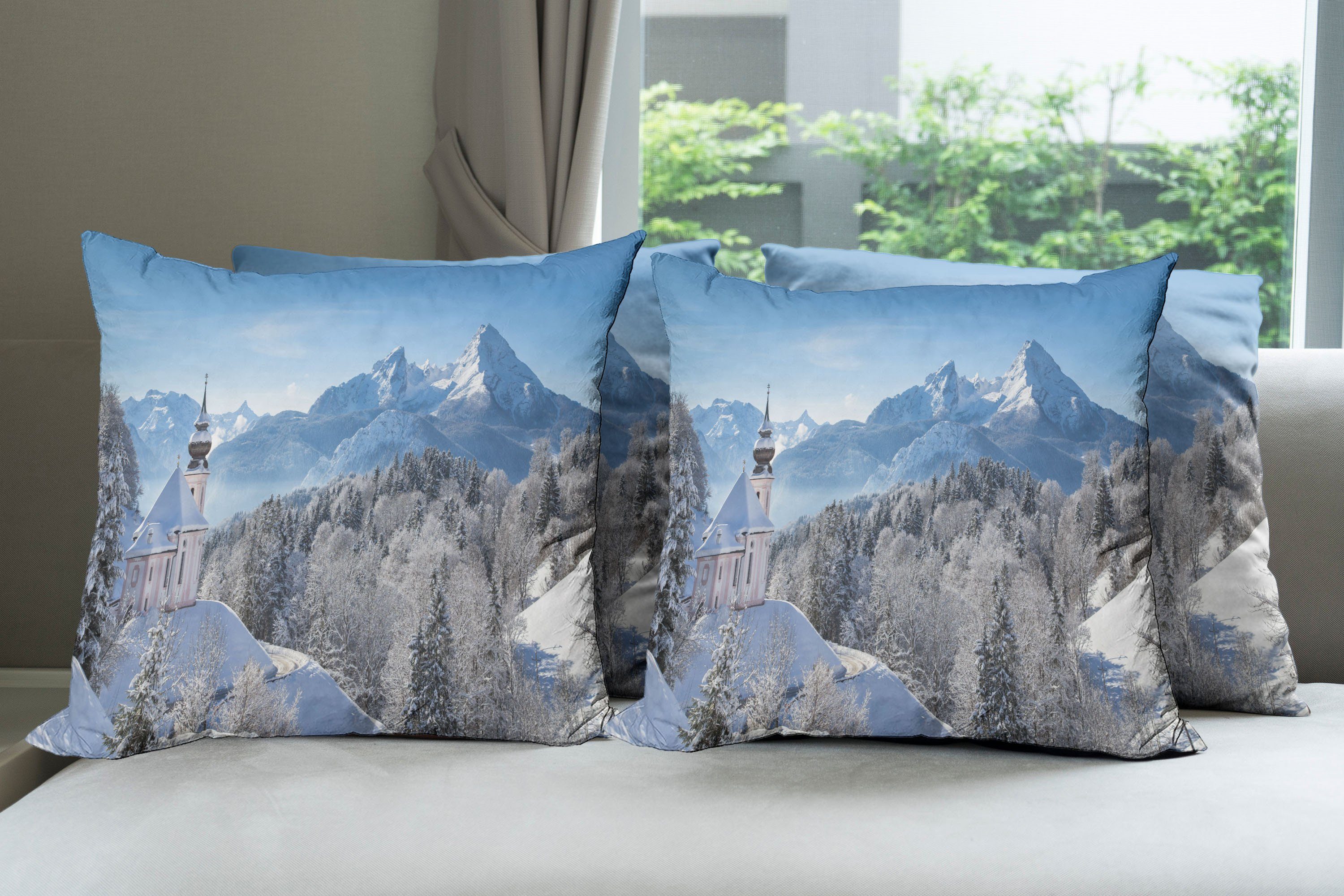 Abakuhaus Digitaldruck, Doppelseitiger Modern Accent Alpen Stück), Deutschland Winter Kissenbezüge (4 Bavaran