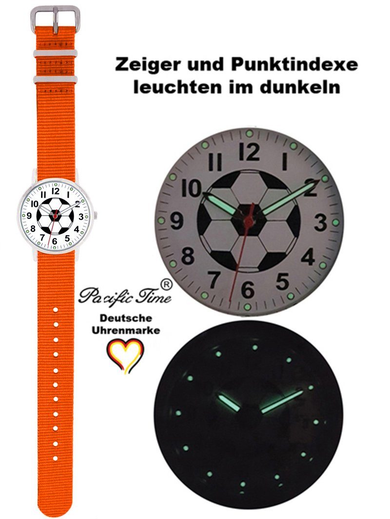 Armbanduhr Kinder Mix und Fußball Design Gratis Match Time Wechselarmband, Quarzuhr orange - Pacific Versand