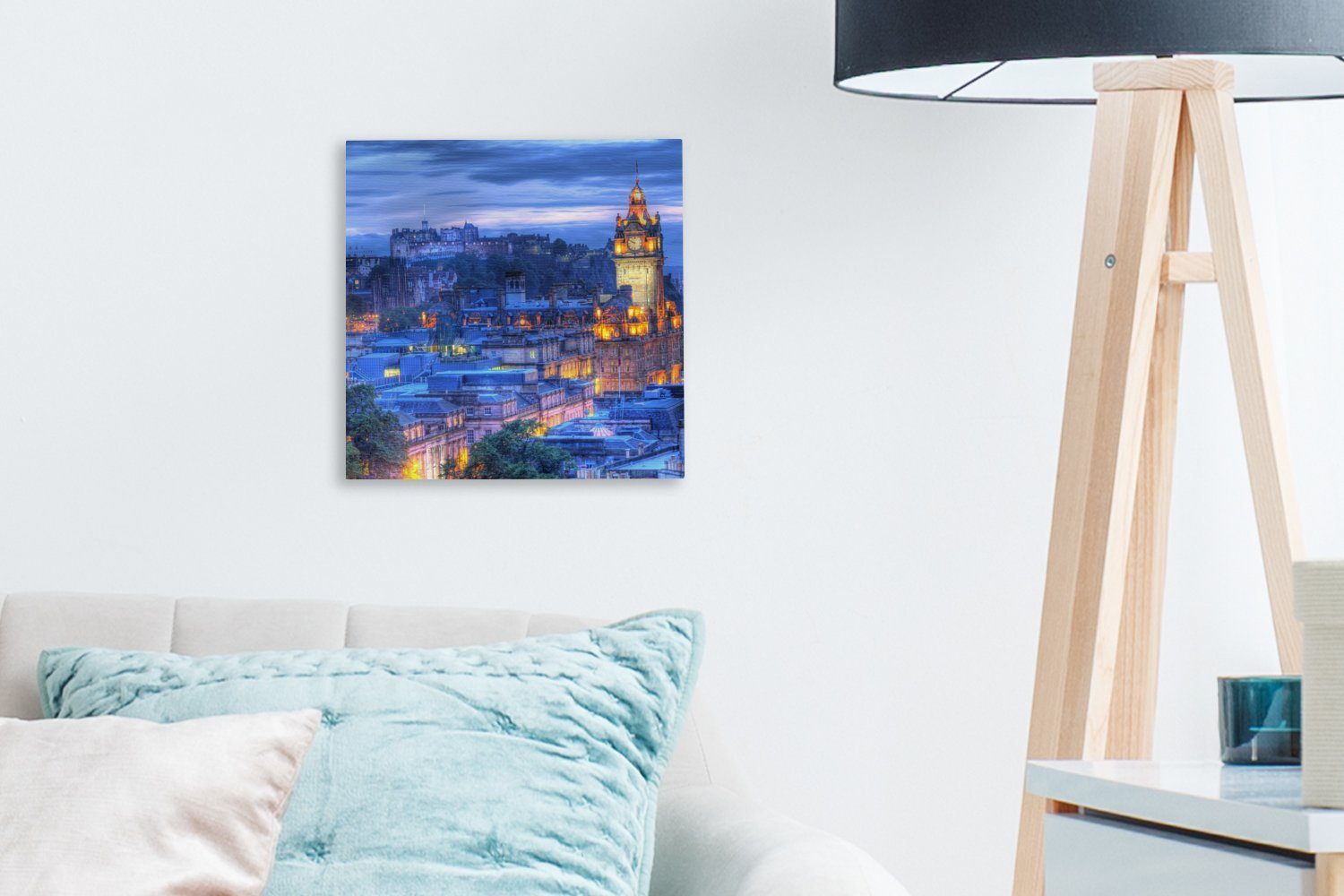 OneMillionCanvasses® Leinwandbild Schloss - für Bilder Leinwand Wohnzimmer (1 - - Schlafzimmer Edinburgh, Licht Nacht St)