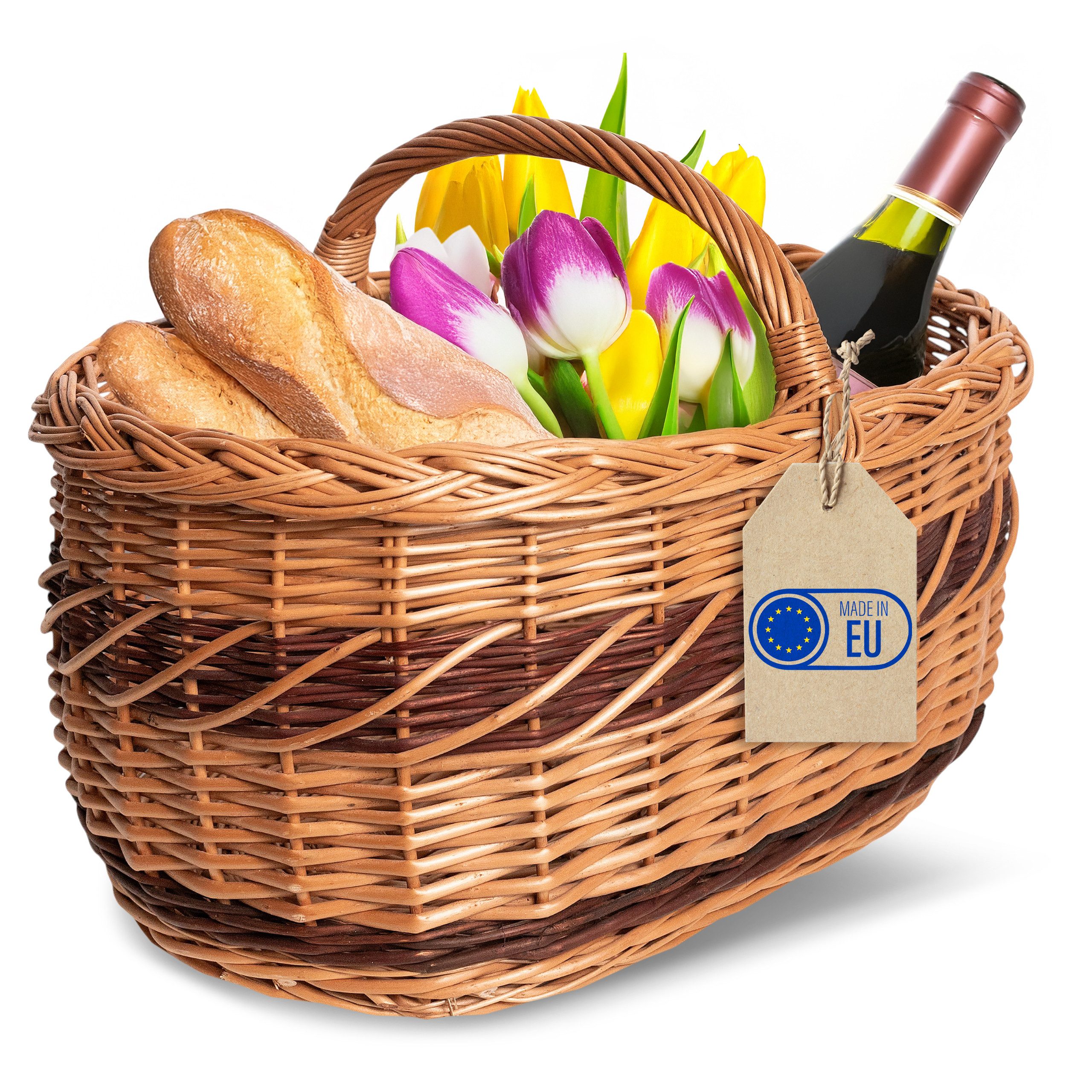 Creative Home Weidenkorb Picknickkorb Stoffeinlage Weidenkorb mit Henkel