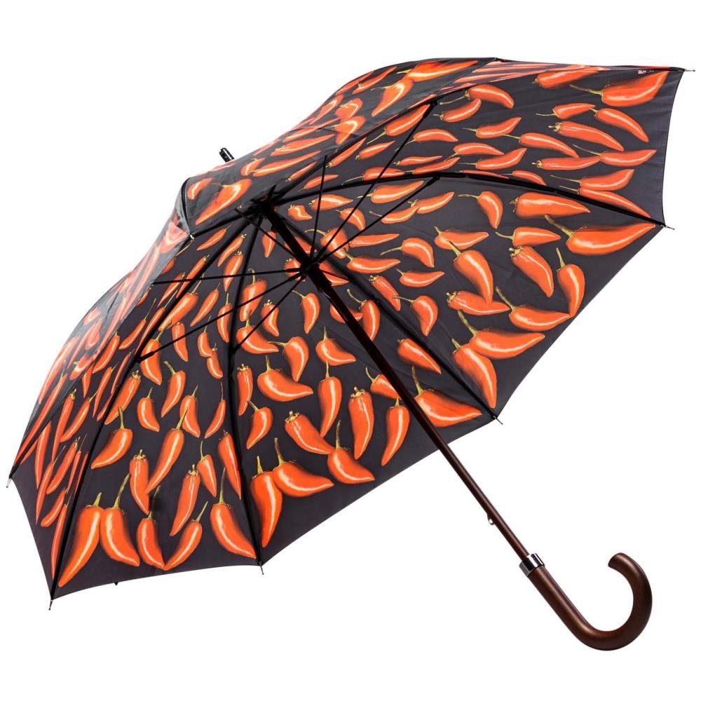 Luckyweather not just any other day Stockregenschirm Regenschirm Motiv CHILI PEPPERS Holzstock