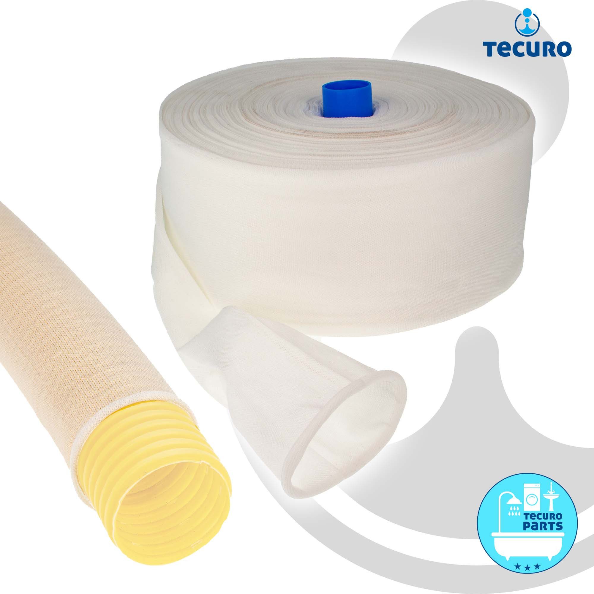 tecuro Drainagerohr Filterstrumpf - Filtervlies für Drainagerohr - Nylon - Meterware, für Rohr Ø 50 mm - DN 50