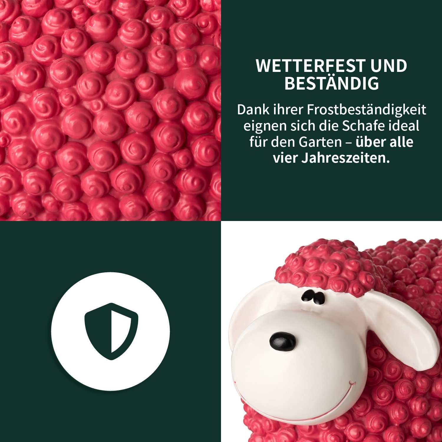 Wetterfeste Mini Schaf Gartendeko Gartenfigur für VERDOBA Polyresin Pink Außen, - Deko Gartenfigur - Schaf