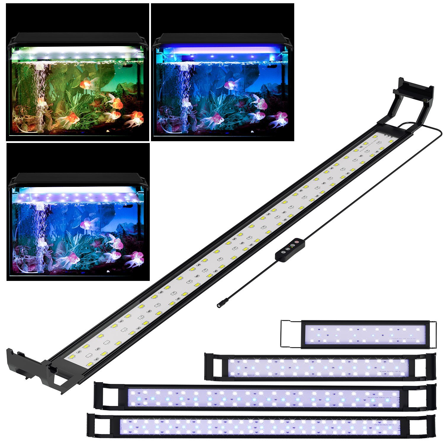 Clanmacy LED Aquariumleuchte LED Aquarium Beleuchtung Wasserfest 35-105cm Weiß+Blau Aufsetzleuchte