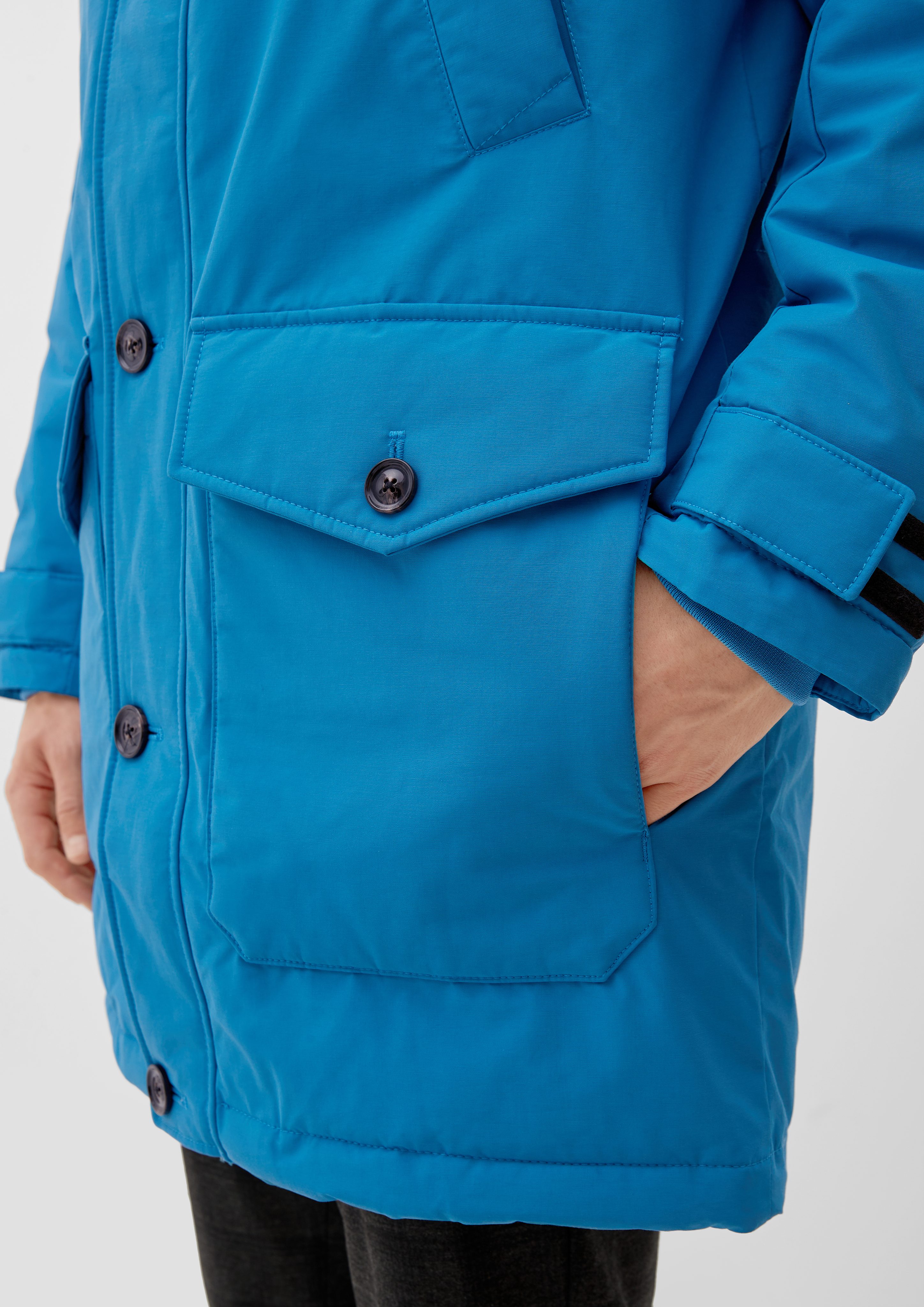 Outdoorjacke Parka s.Oliver Kapuze mit verstellbarer aqua