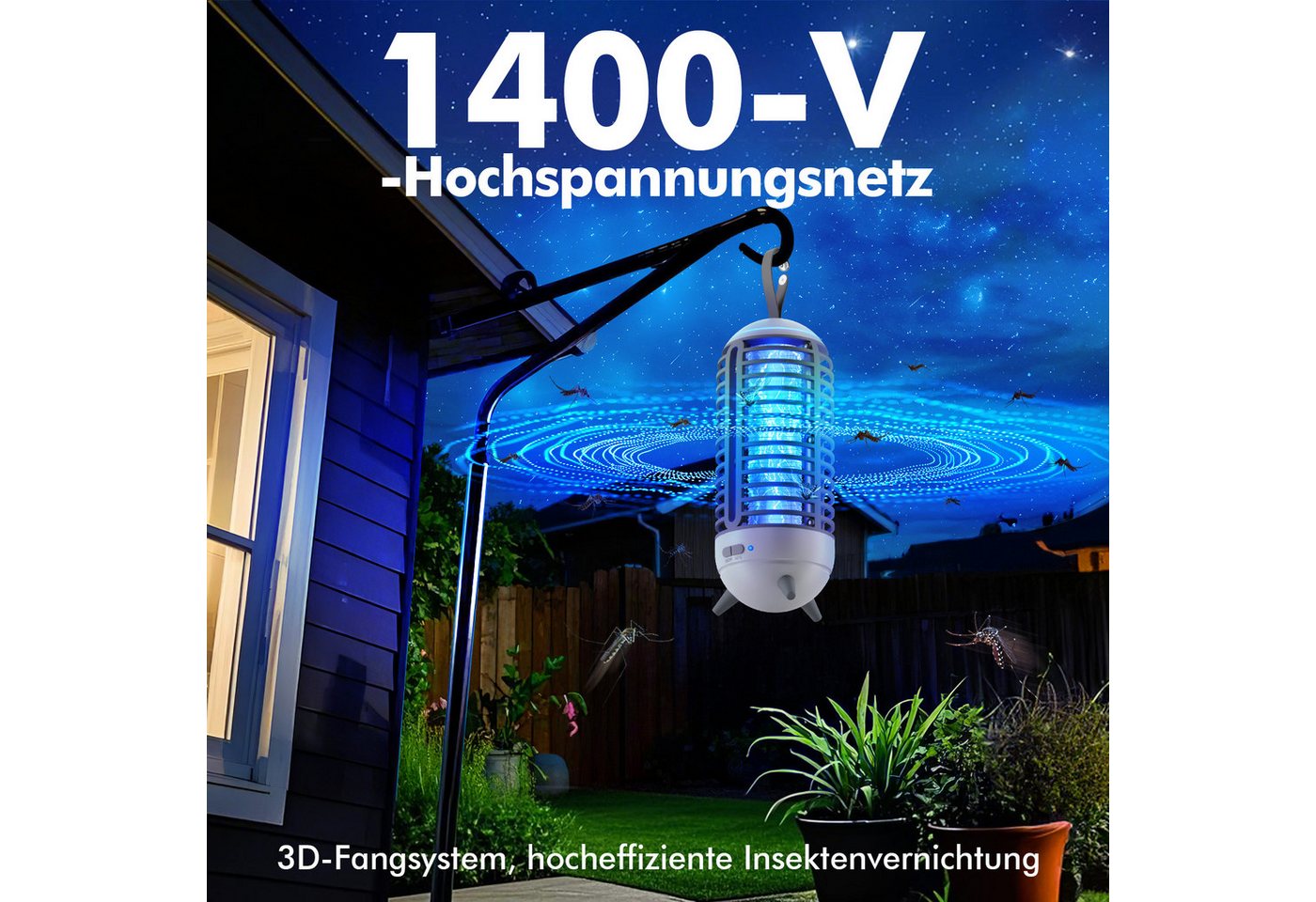 Thumbnail - Fanttik Insektenvernichter Elektrisch, Mückenlampe Mit LED-Licht, 2500mAh Akku Moskito Killer, Fliegenfalle Mückenfalle ...