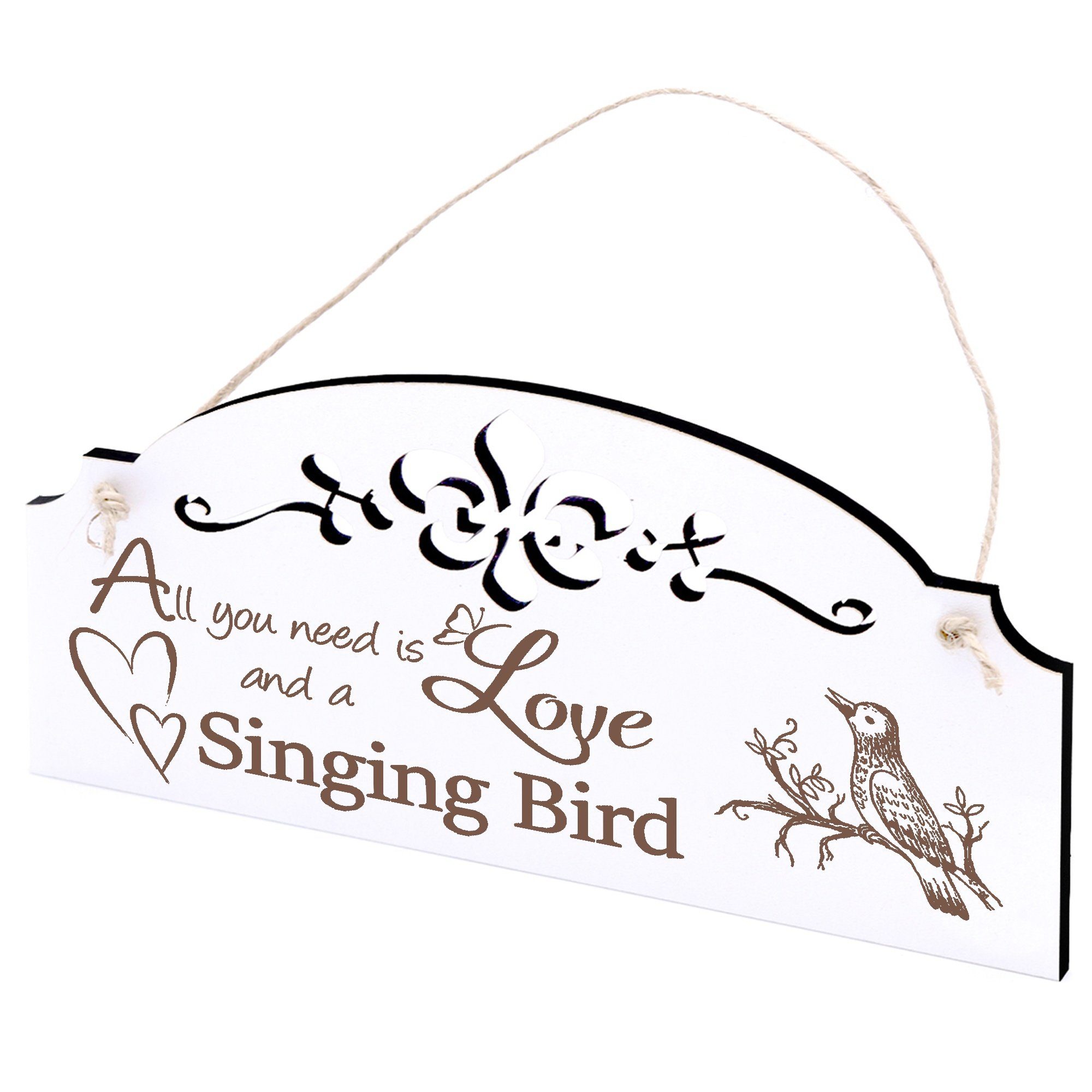 Dekolando Hängedekoration singender Vogel Deko 20x10cm All you need is Love