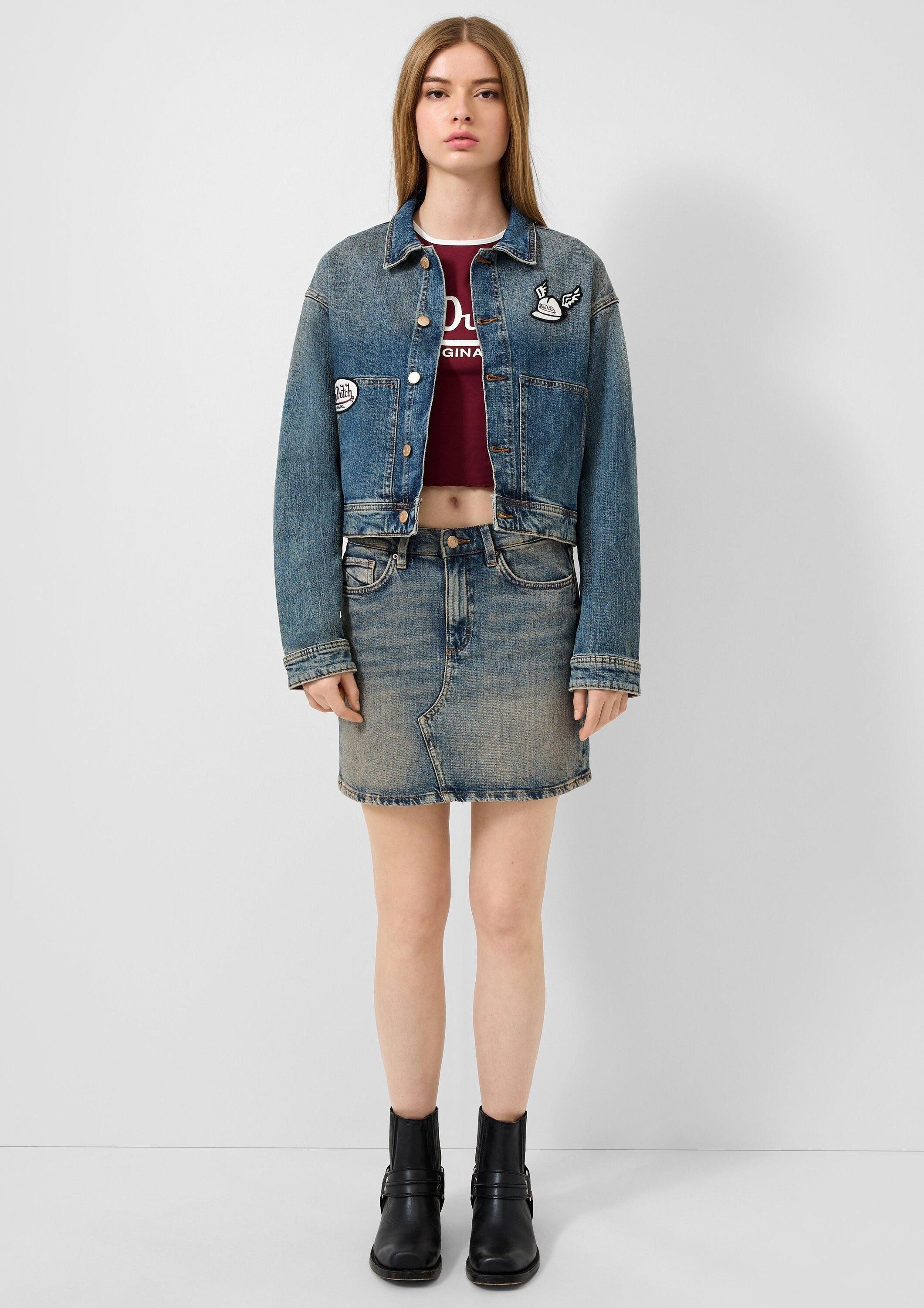 QS Minirock Rock Jeansrock mit Stickerei, QS x Von Dutch