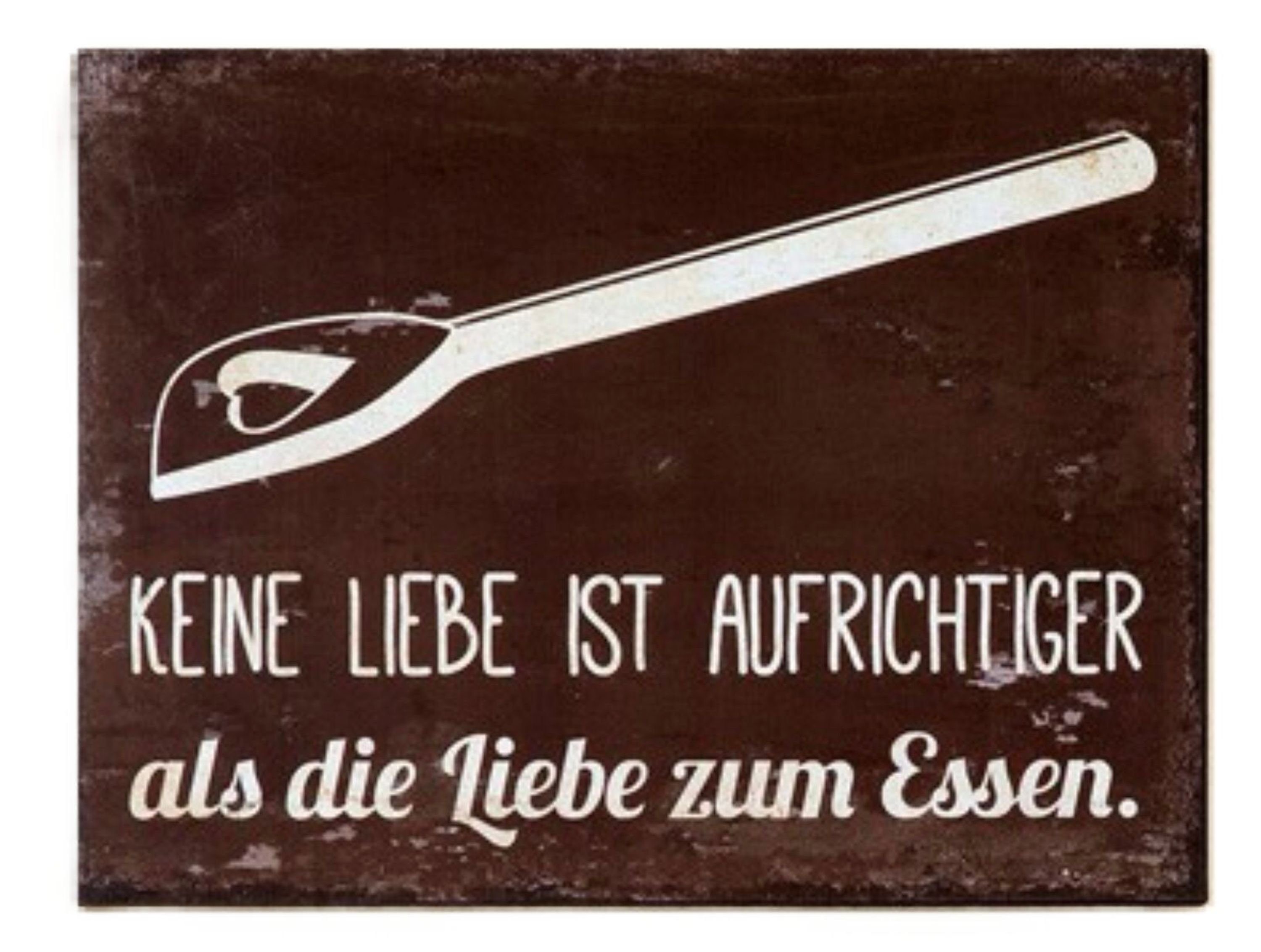 GILDE Metallbild, Vintage Schild aus Metall, Weisheit Essen mit Spruch