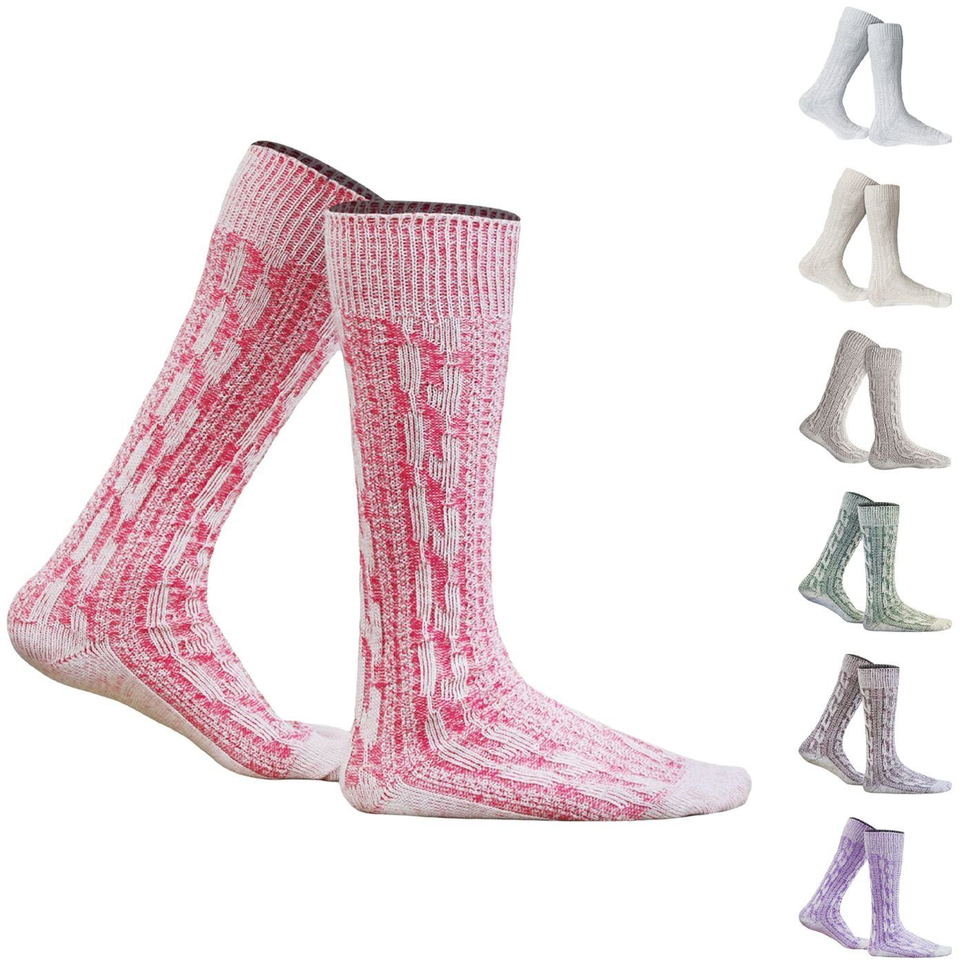 German Wear Trachtensocken GW200 Trachtensocken Strümpfe Socken 40cm Pink/Natur