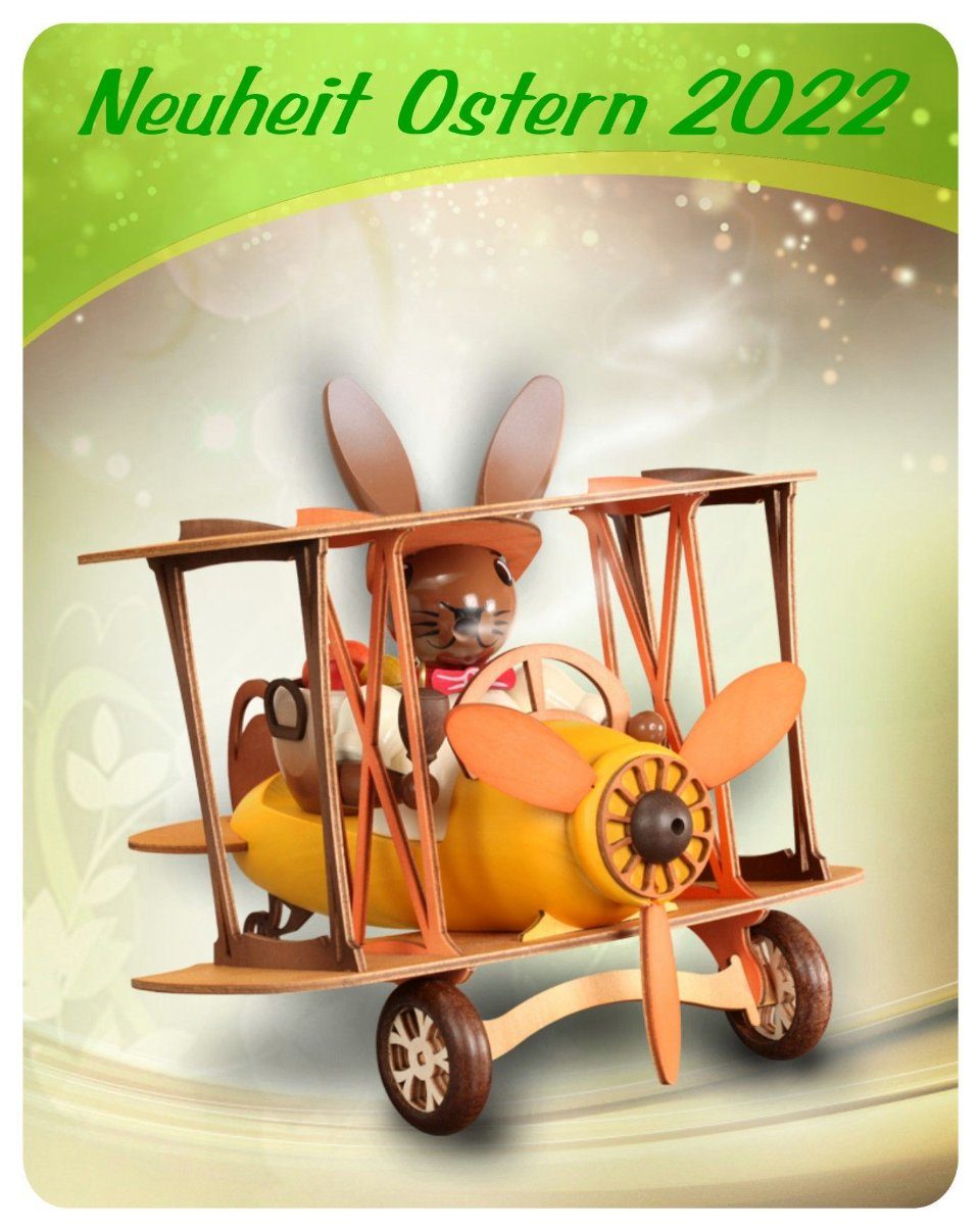 Zeidler Holzkunst Osterhase Zeidler Räucherhase im Doppeldecker, Handarbeit aus dem Erzgebirge