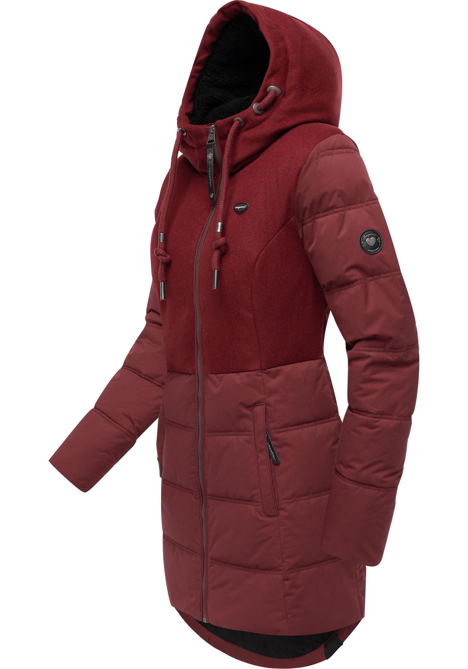 Ragwear Winterjacke Ashani Block Intl. stylischer Winterparka mit gefütterter Kapuze