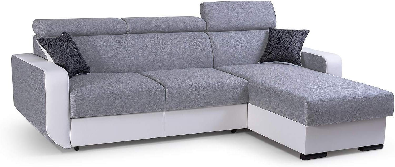 MOEBLO Ecksofa PEDRO, Universelle Ottomane Eckcouch Sofa Couch Wohnlandschaft L-Form Polsterecke - 236x165x97 cm, mit Schlaffunktion und Bettkasten