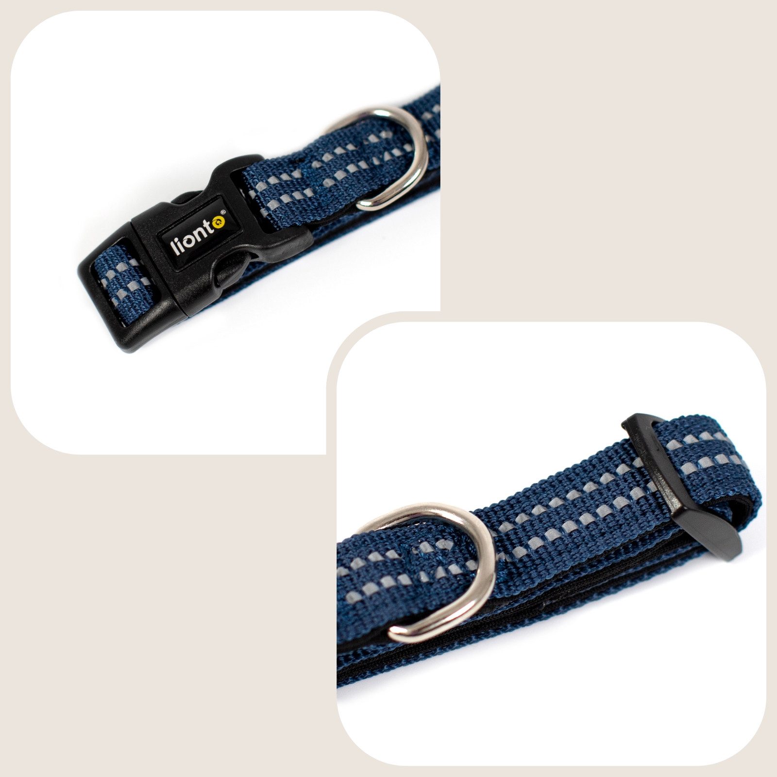 lionto Hunde-Halsband reflektierend, verstellbare Länge 20-30 cm XS blau, Nylon, Neopren, reflektierend & angenehm gepolstert