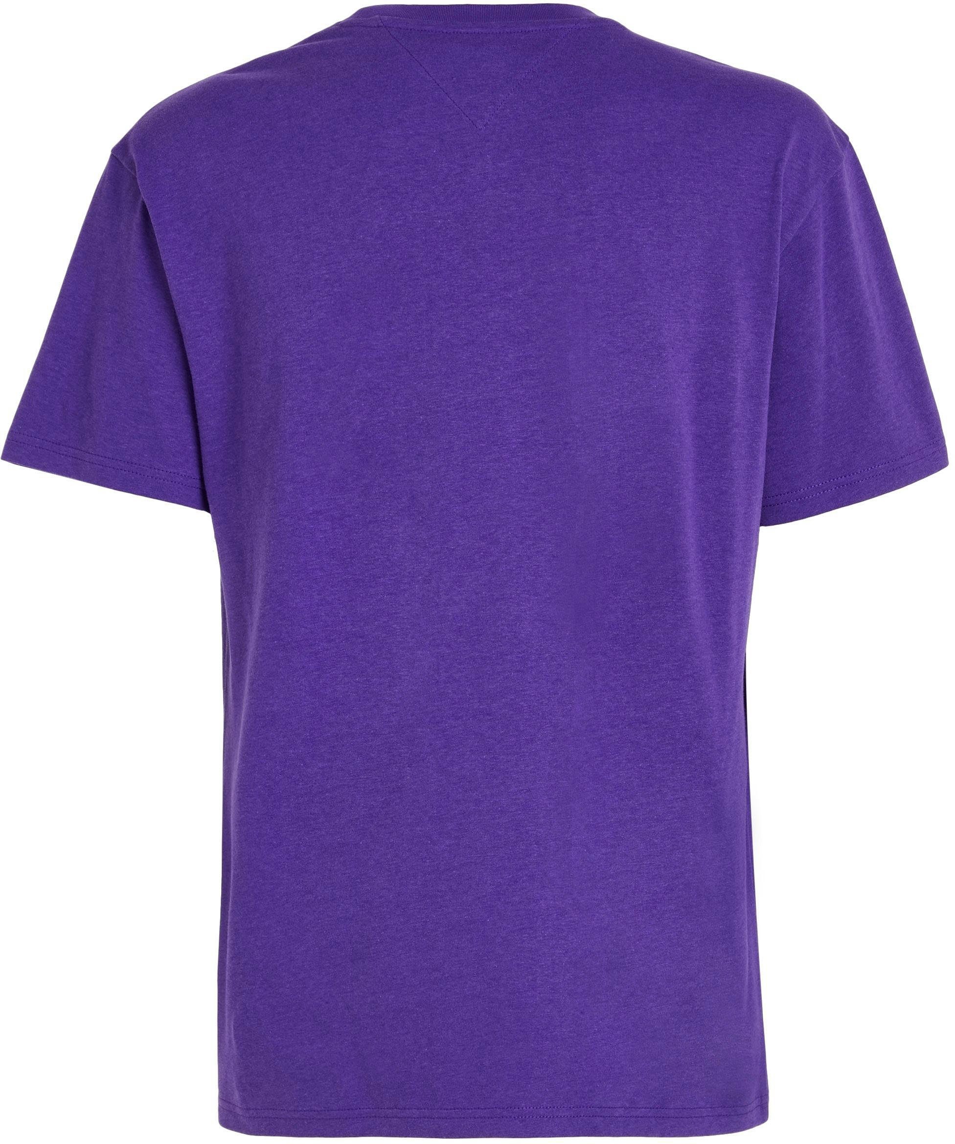 Tommy Jeans T-Shirt TJM CLSC TEE Purple mit BADGE College XS TOMMY Rundhalsausschnitt