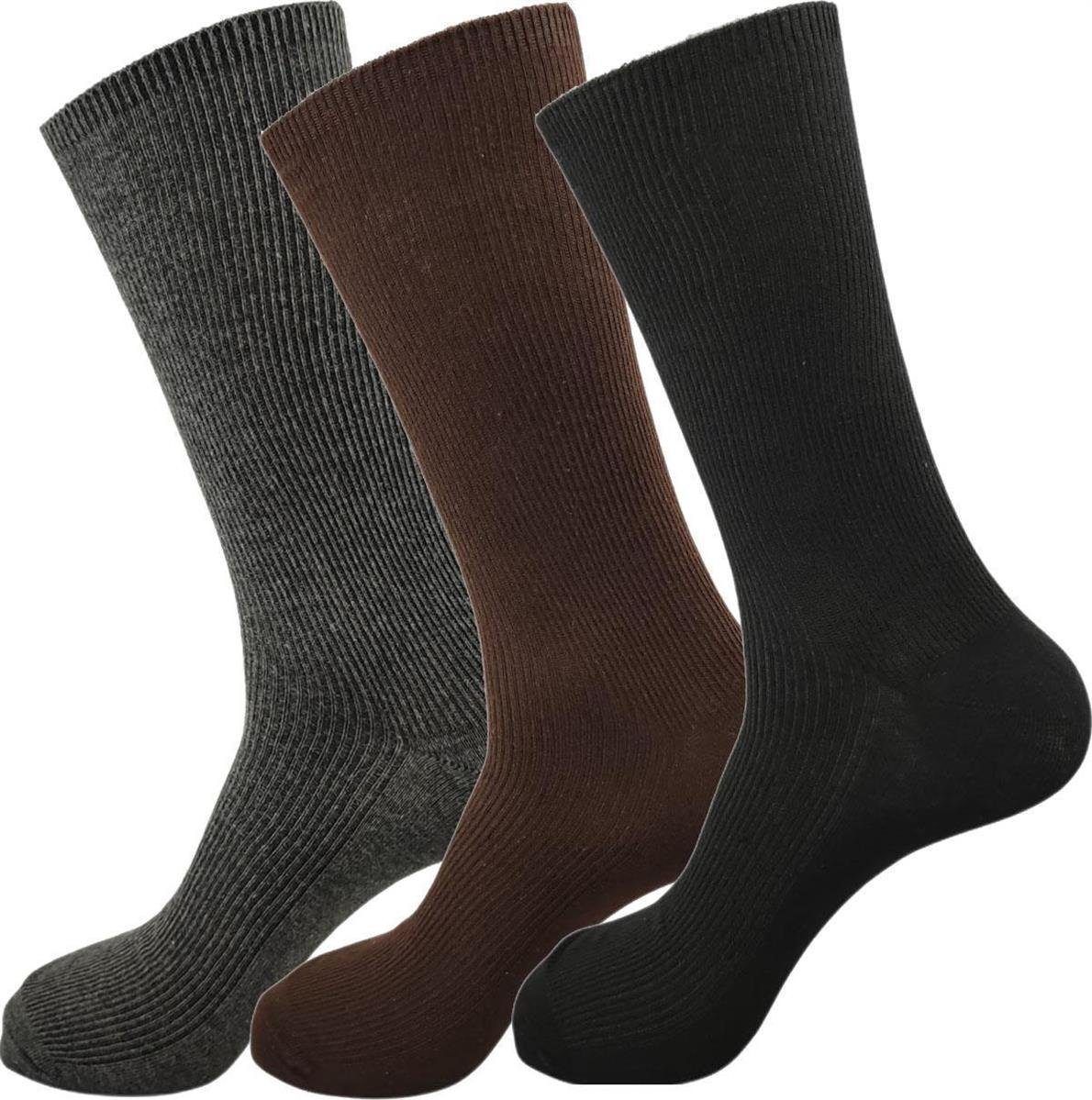 3 Business; klassischer (3-Paar) Form Freizeit grau, in Basicsocken Gemischt, Socken EloModa Anzug Paar schwarz braun,