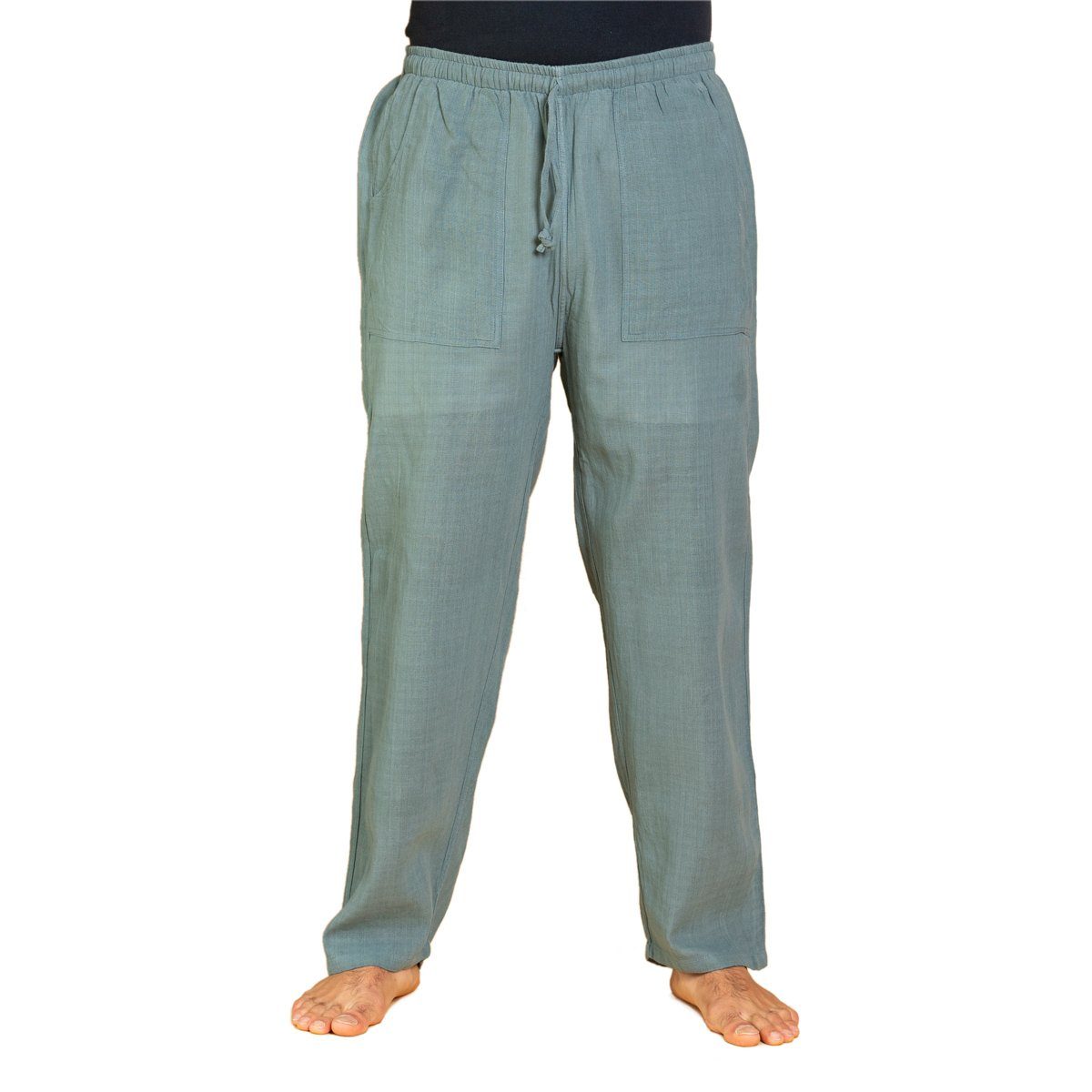 PANASIAM Wellnesshose Handgewebte Baumwollhose 'K' in verschiedenen Designs Freizeithose leger geschnitten Sommerhose Relaxhose grau