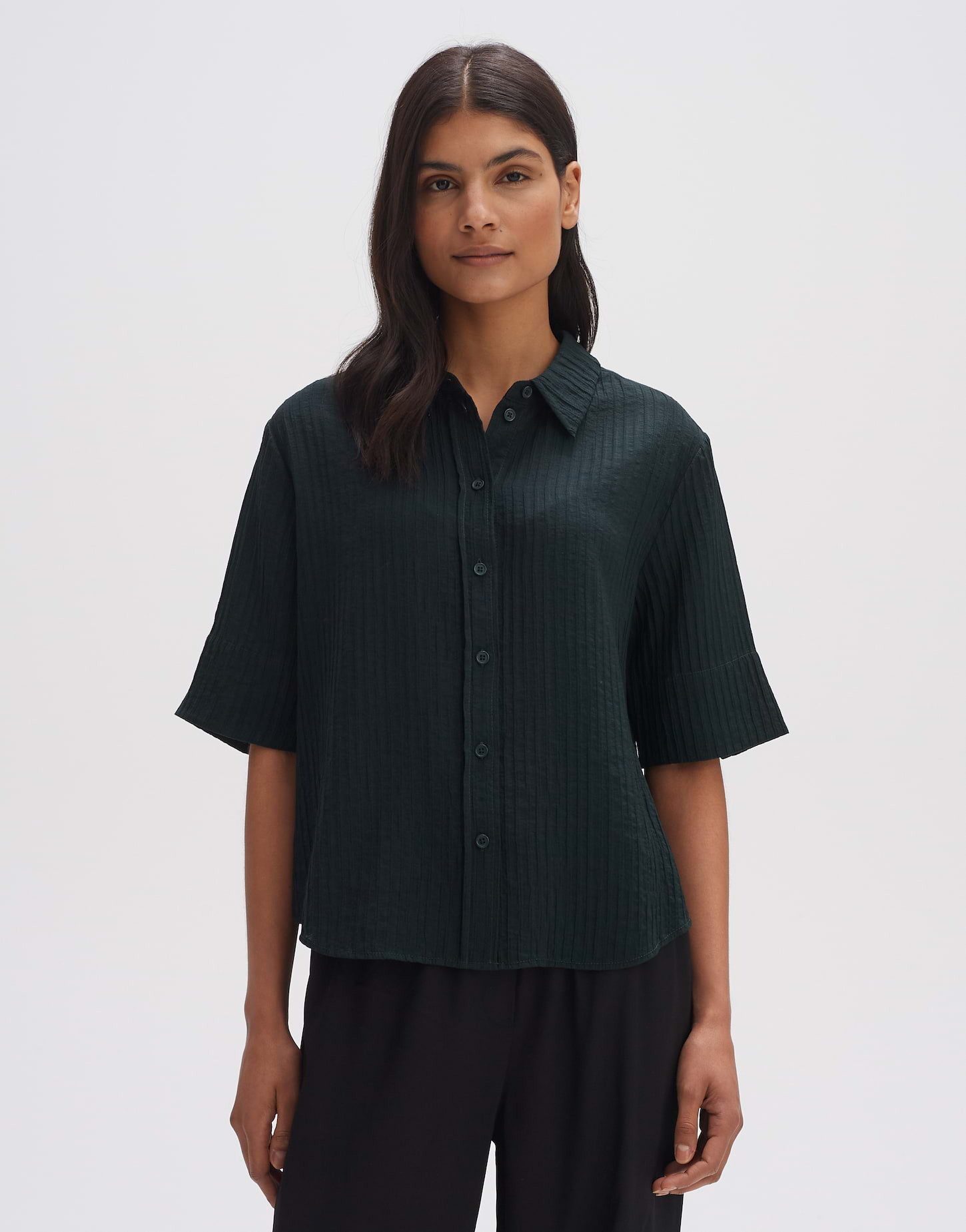 Kurzarmbluse Hemdbluse FALYA Boxy Fit aus ECOVERO™ Viskose Mix