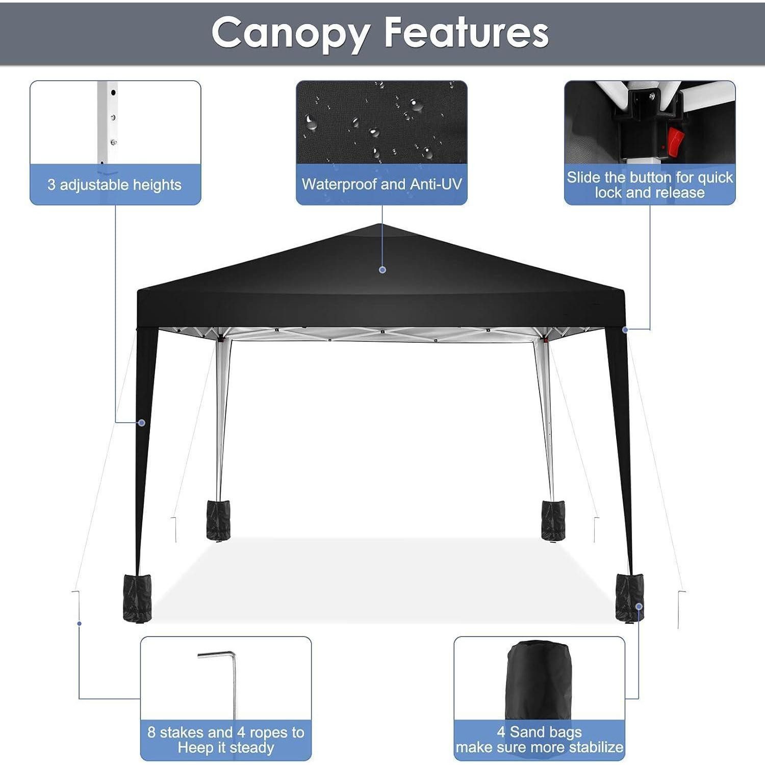 COBIZI Faltpavillon Pavillon 3x3m Wasserdicht Stabil Popup Faltpavillon Partyzelt Bierzelt