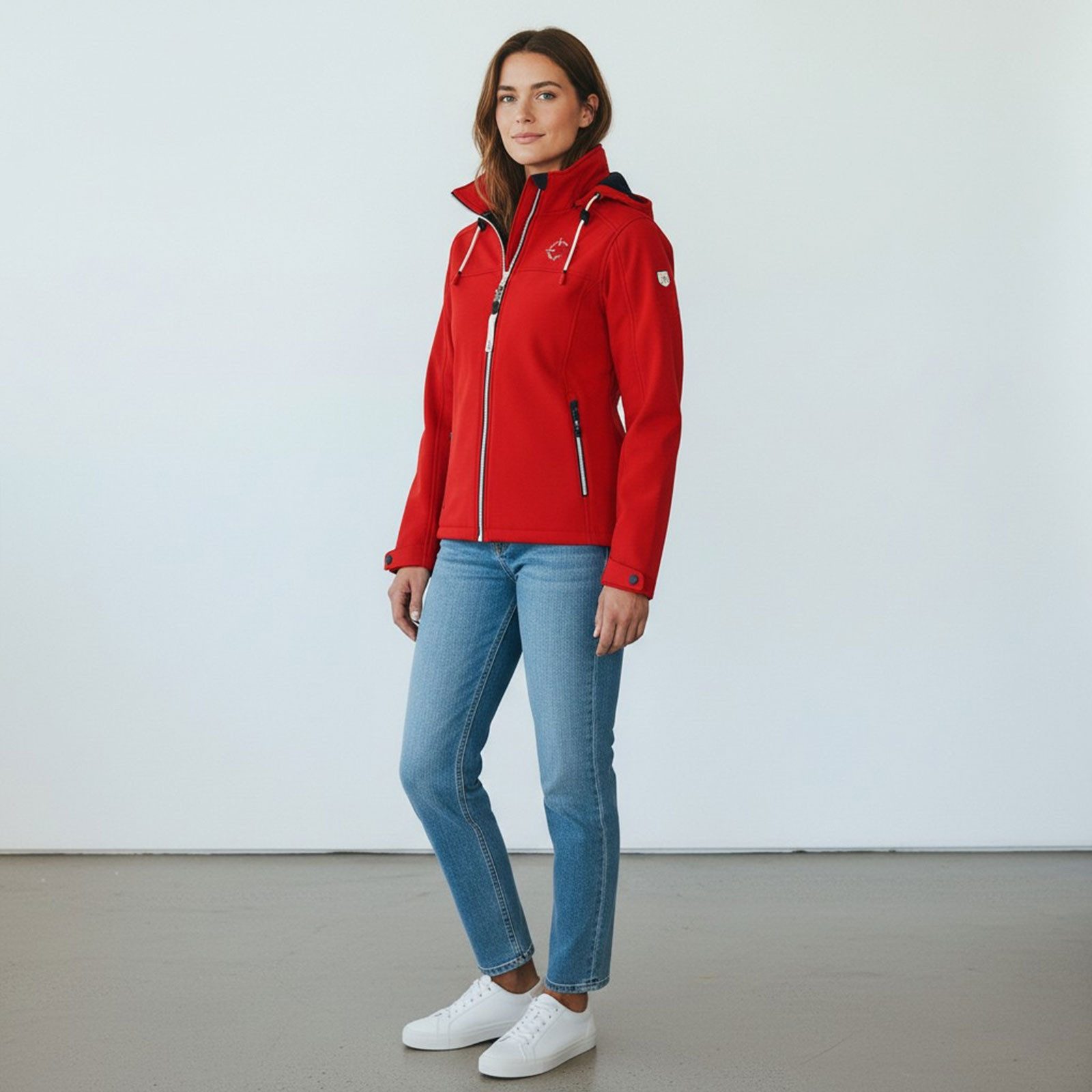 Dry Fashion Softshelljacke Zingst Damen Jacke Softshell Fleece-Futter - Übergangsjacke Outdoor Atmungsaktiv, Verstellbare & abnehmbare Kapuze, 2-Wege-Reißverschluss