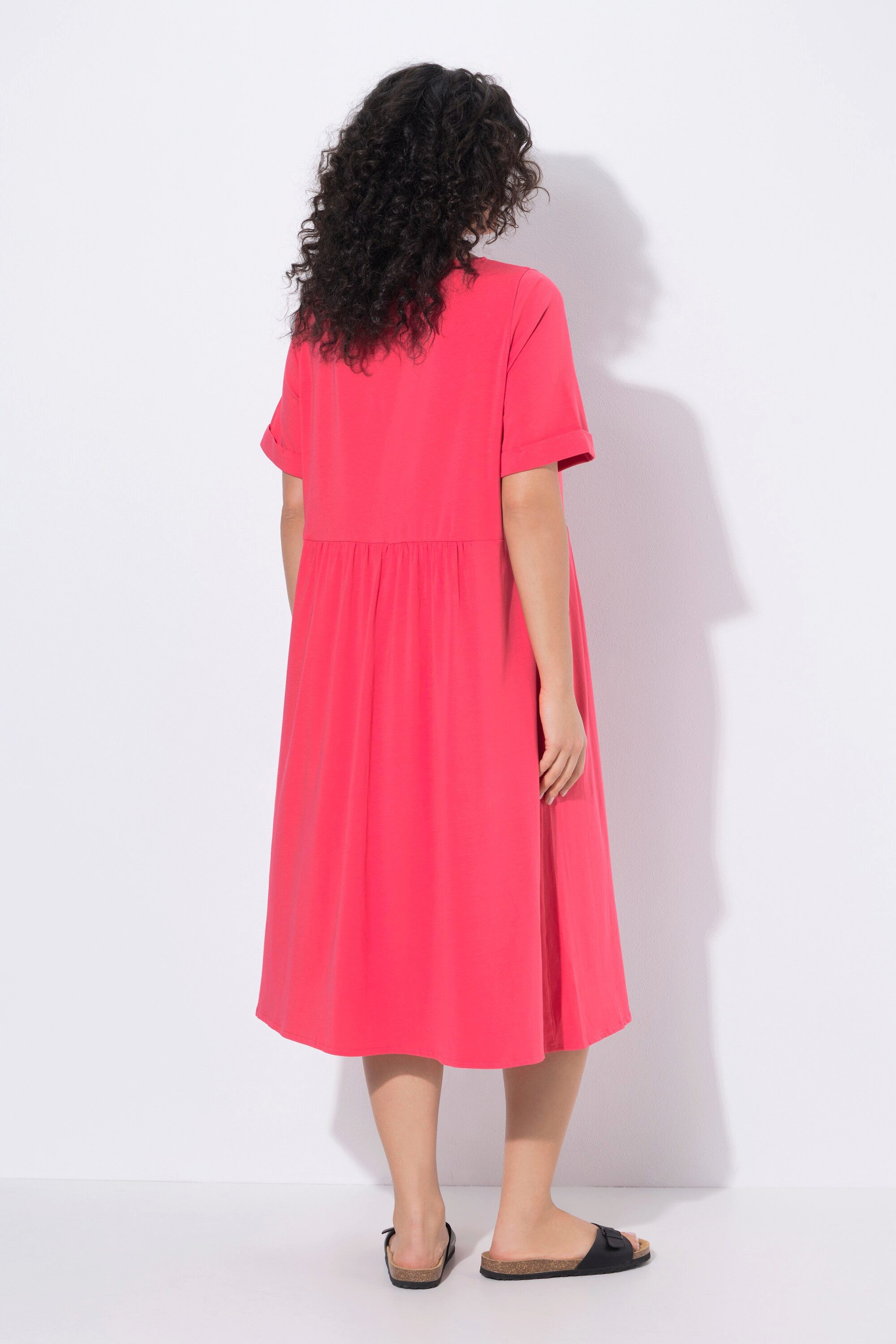 Ulla Popken Midikleid Jersey-Midikleid A-Linie Rundhals Halbarm