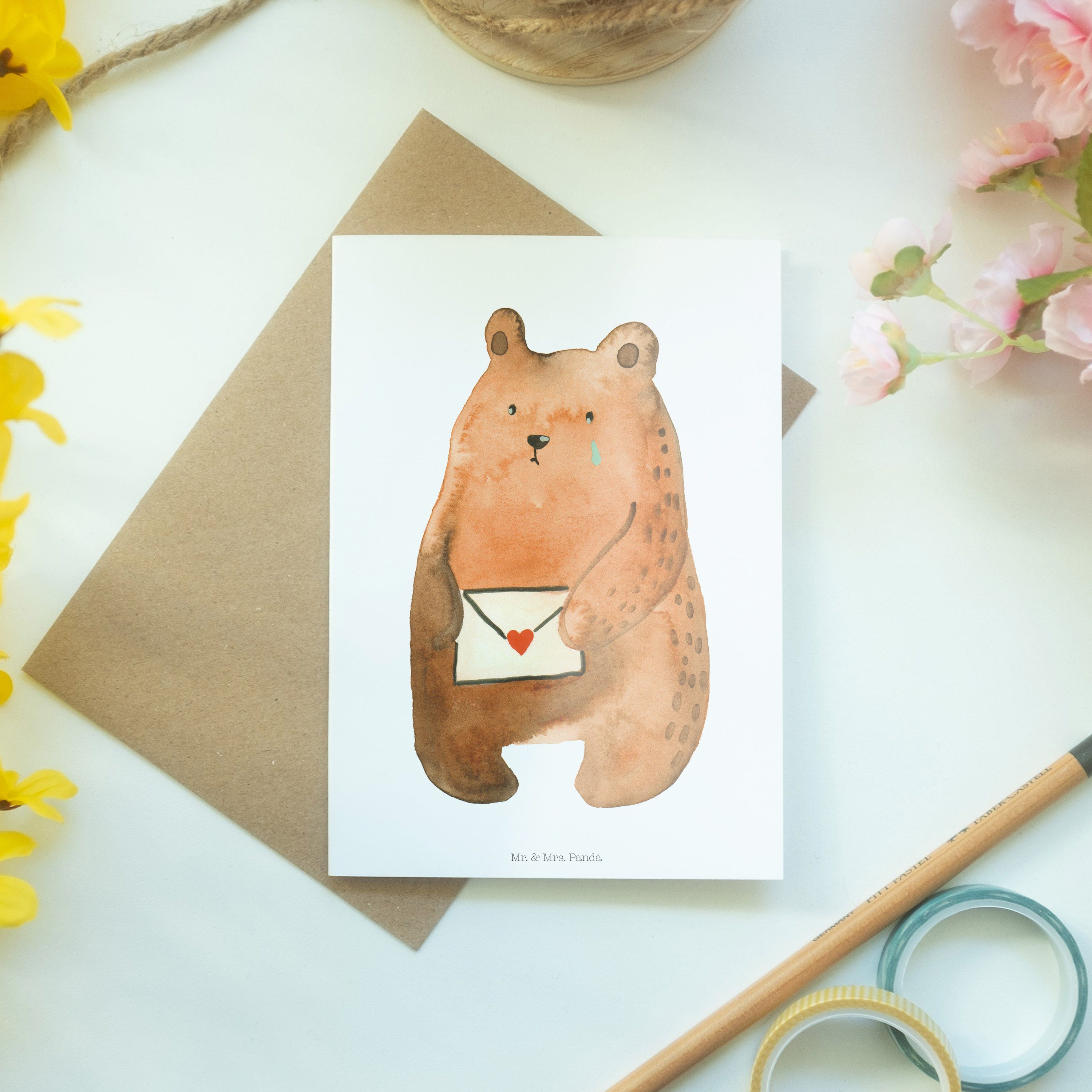 Weiß - Panda Mrs. Grußkarte Mr. Teddybär, vermiss Liebesbrief-Bär - & Geschenk, Einladungskarte,