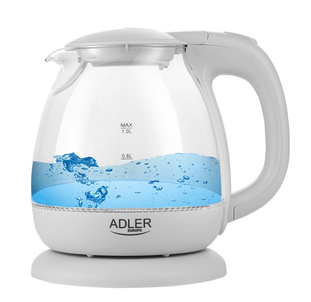 Adler Wasserkocher AD 1283G Glas Wasserkocher 1 L 1100 Watt