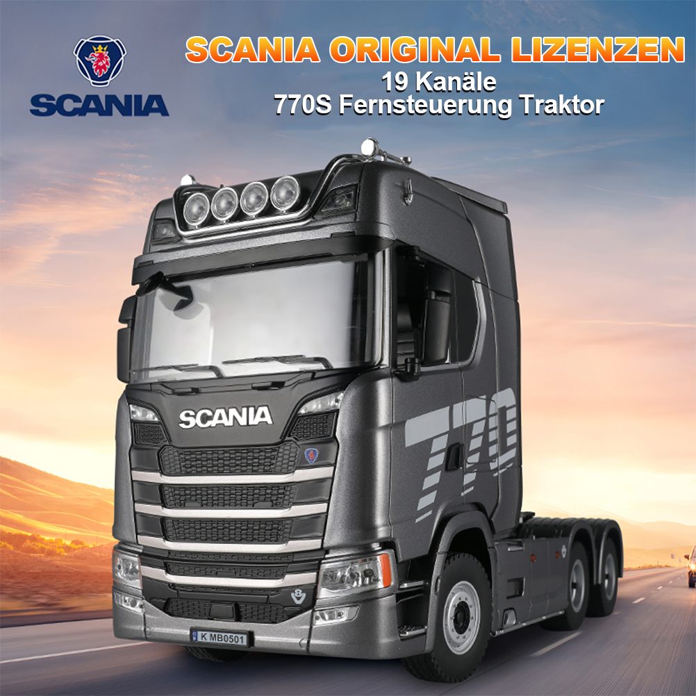 Esun RC-LKW RC Truck 770S, Ferngesteuerter Lkw, Lastwagen Modellbau 1:18 (SET, Komplettset), 6x4, mit Soundeffekte und Licht, ab 8 9 10 Jahre