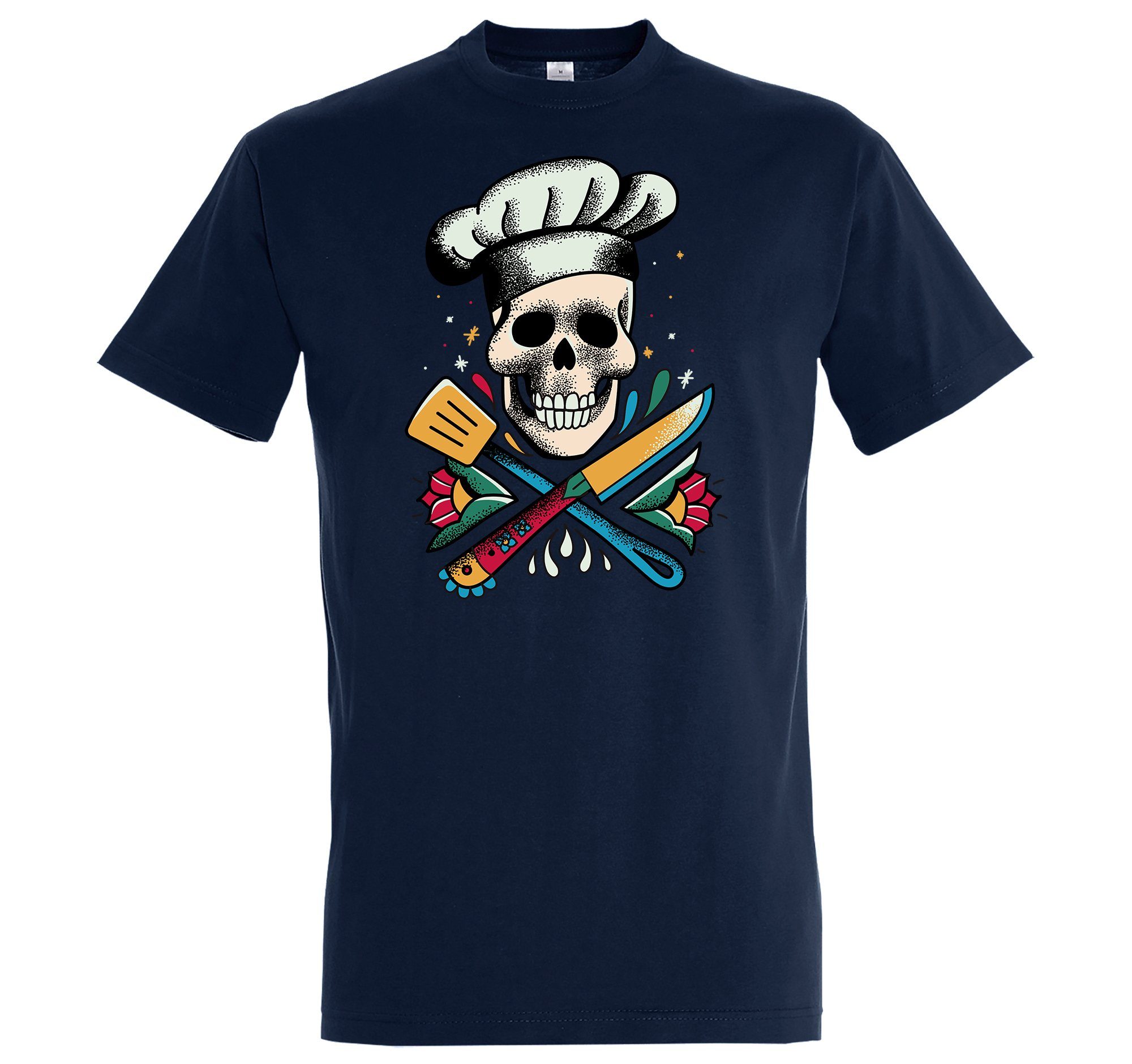 Youth Designz T-Shirt Schädel Kochen Herren Shirt mit trendigem Frontprint Navyblau