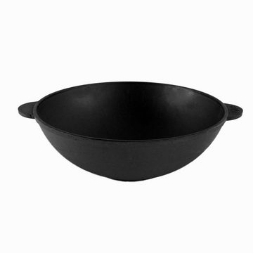 4BIG.fun Wok Gusseisen Asia Schmortopf 30 cm Wok-Bratpfanne, Gusseisen (Wokpfanne)