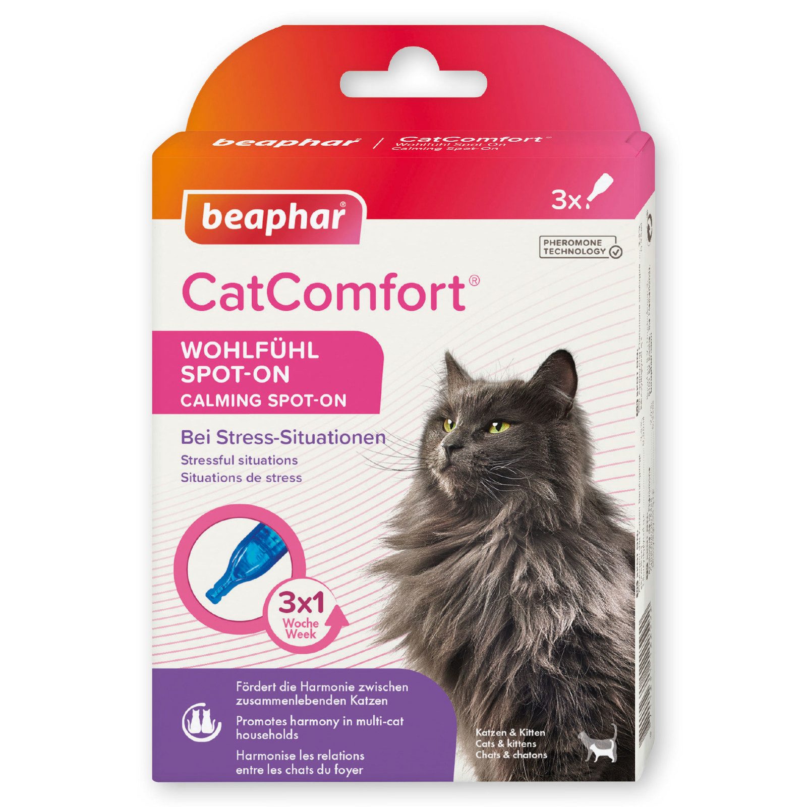 beaphar Tier-Beruhigungspheromone CatComfort Wohlfühl Spot-On für Katzen, 3x 0,55 ml