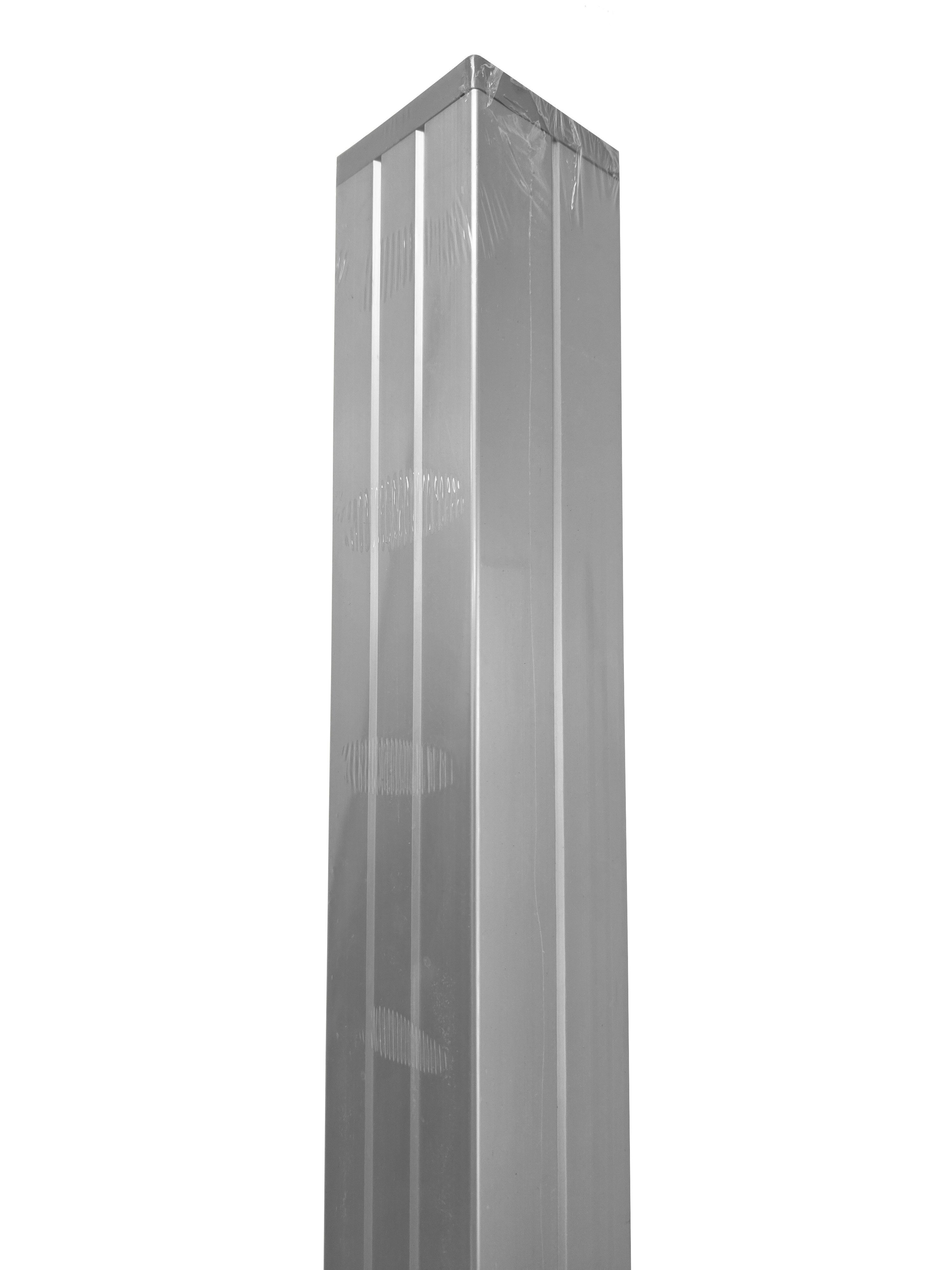 GartenLand Zaunpfosten GartenLand Aluminium Pfosten für Zaunserie Classico, (Set, inkl. Pfostenkappe), 6,8 x 6,8 x 97 cm Silber