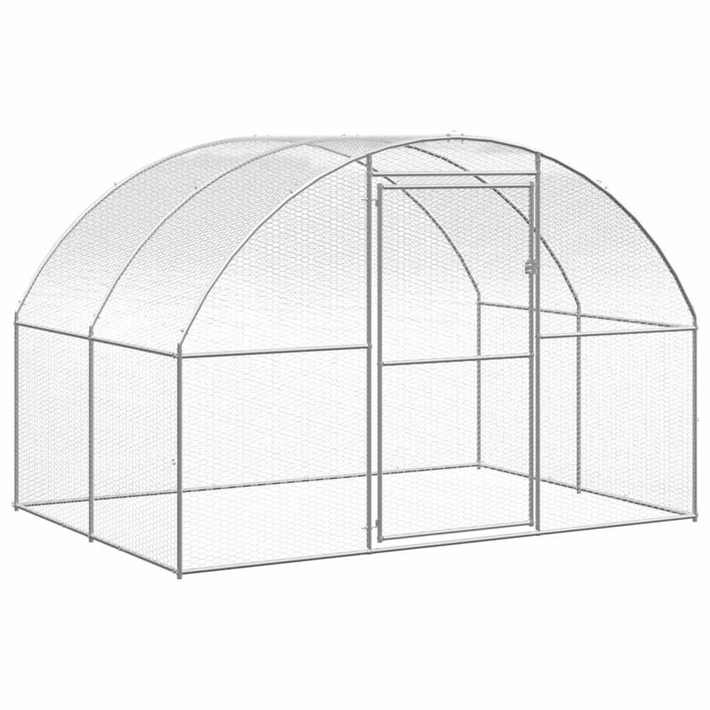 furnicato Hühnerstall Hühnerkäfig aus verzinktem Stahl 3x2x2 m silbern