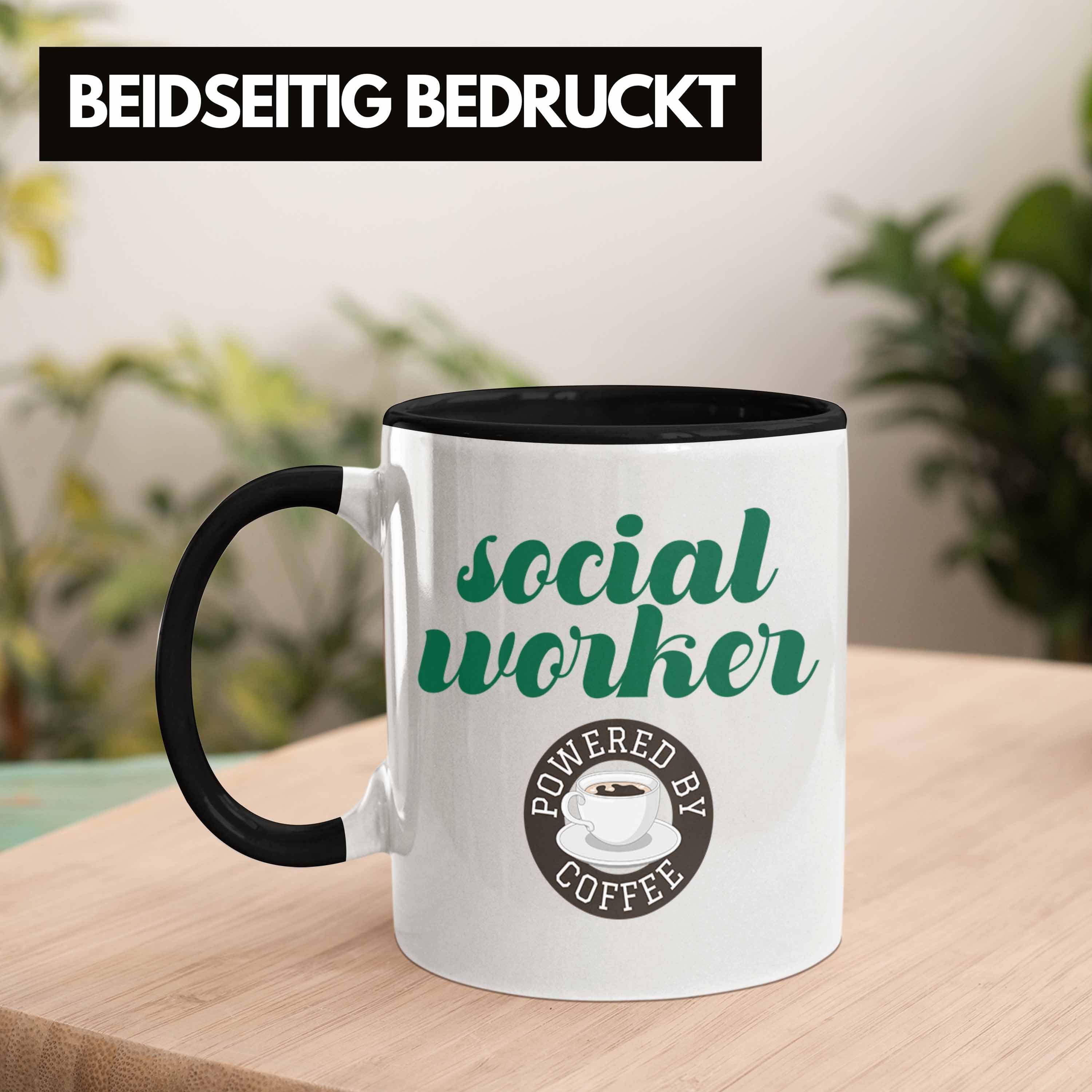 Trendation Tasse Sozialarbeiter Geschenk Schwarz Worker Sozialer Tasse Social Bereich Spruch Ge