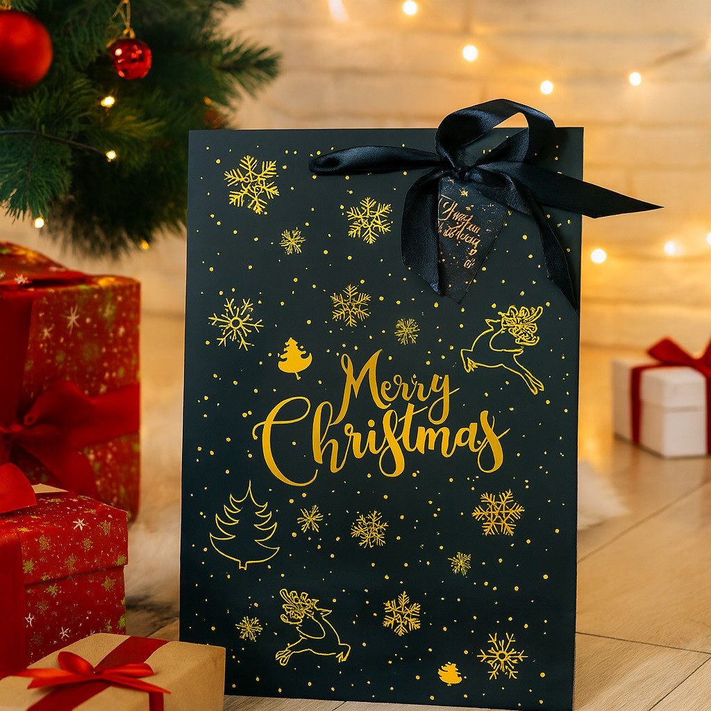Bambelaa! Geschenkpapier 12x Weihnachtstüten Papiertüten Merry Christmas Geschenkverpackung, (1St)