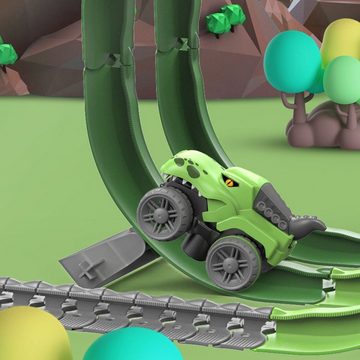 yozhiqu Spielzeug-Auto Zero-Gravity-Rennwagen-Montagestreckenauto-Set-Spielzeug für Kinder, elektronisches Dinosaurierauto, DIY-Softgummi-Autostrecken-Spielzeug