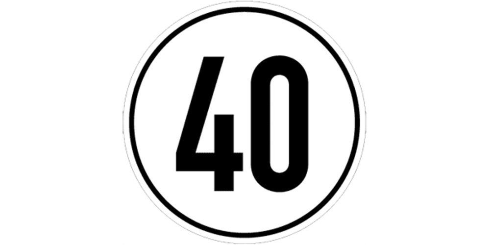 Dreifke Verkehrsschild Aufkleber Geschwindigkeitsschild, 40 km/h, Folie, Ø 200 mm