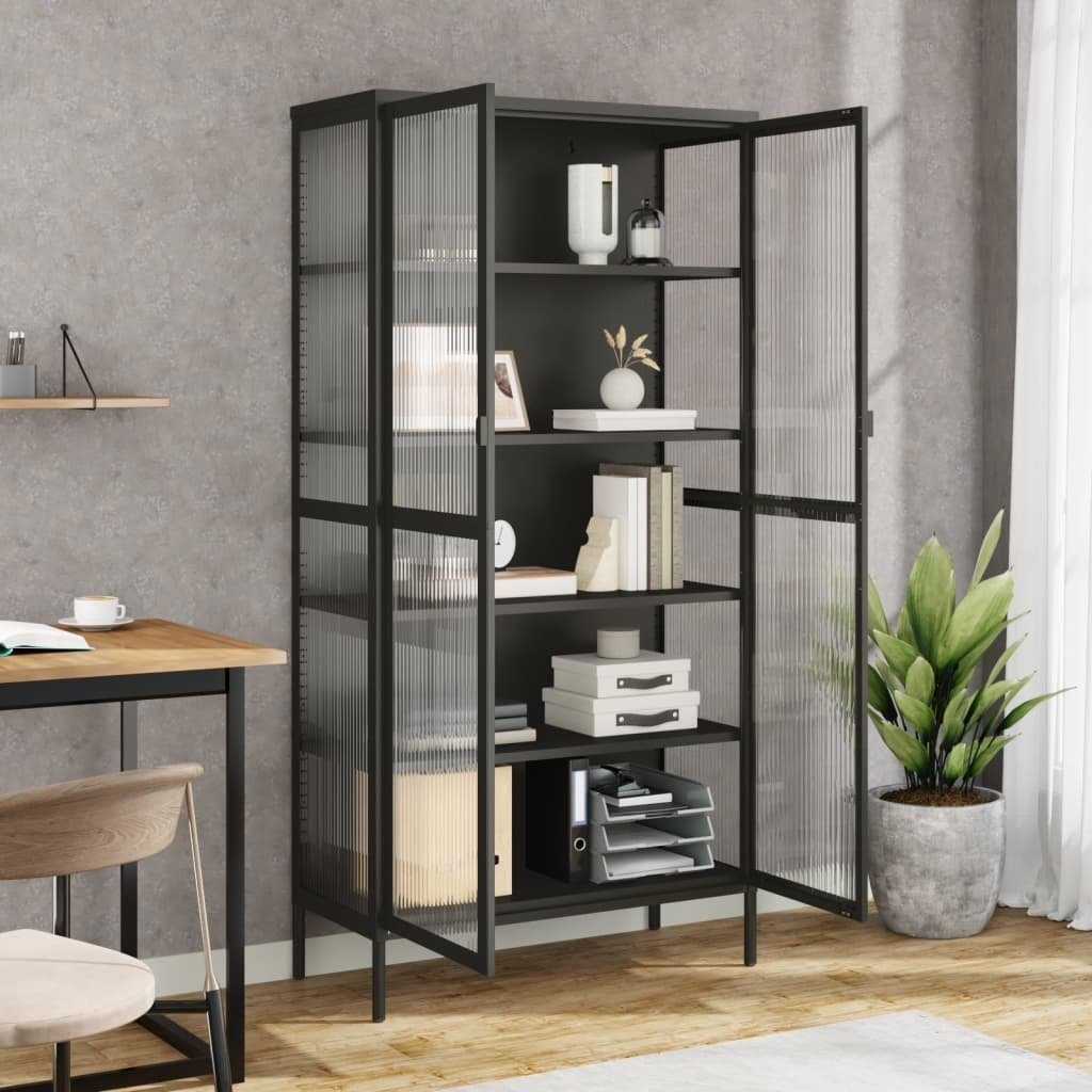 vidaXL Highboard Highboard Schwarz 85x40x180 cm Glas und Stahl – Bild 3 von 5