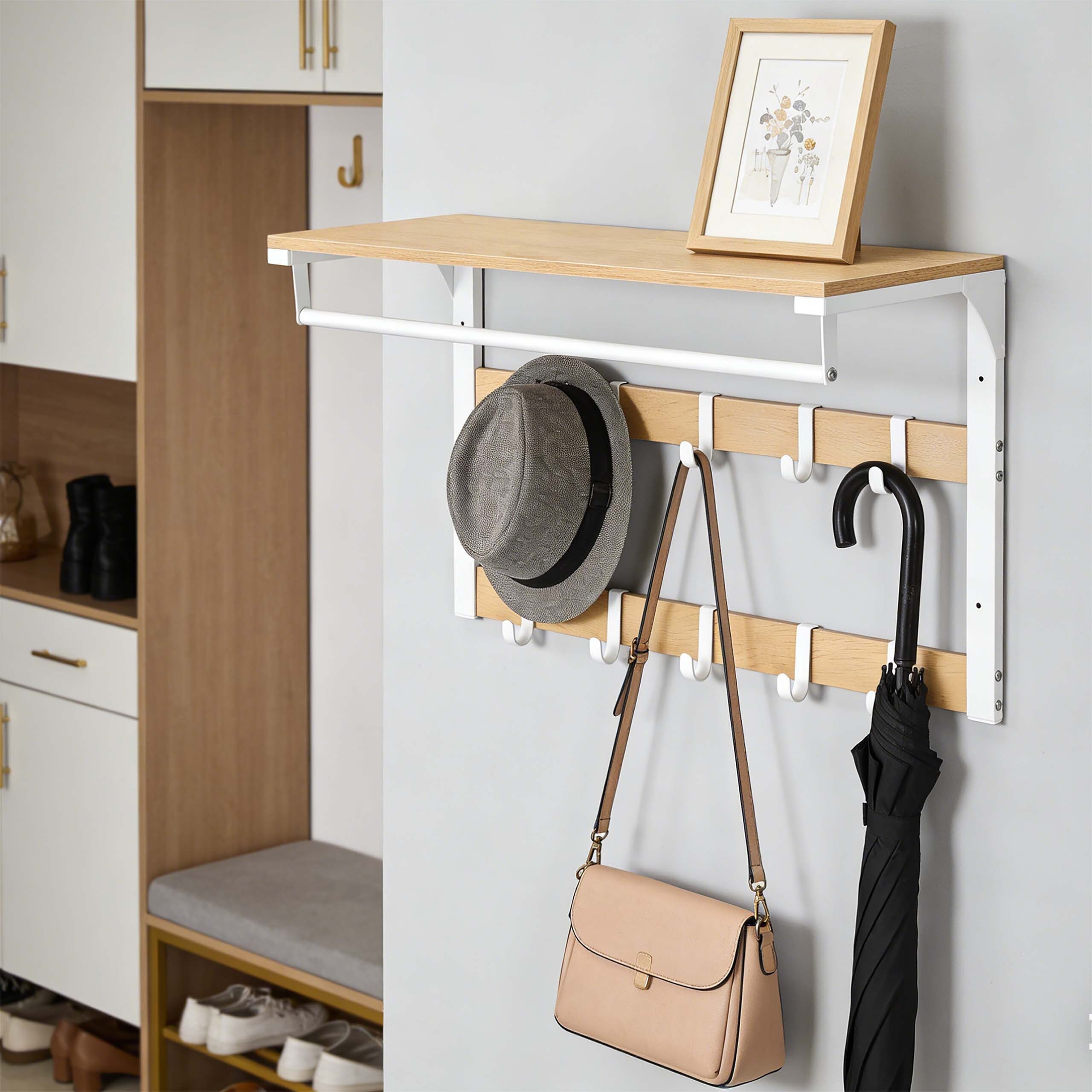 relaxdays Wandgarderobe 3 in 1 (1 St), Vintagebraun-Schwarz, 65 cm – Bild 5 von 5