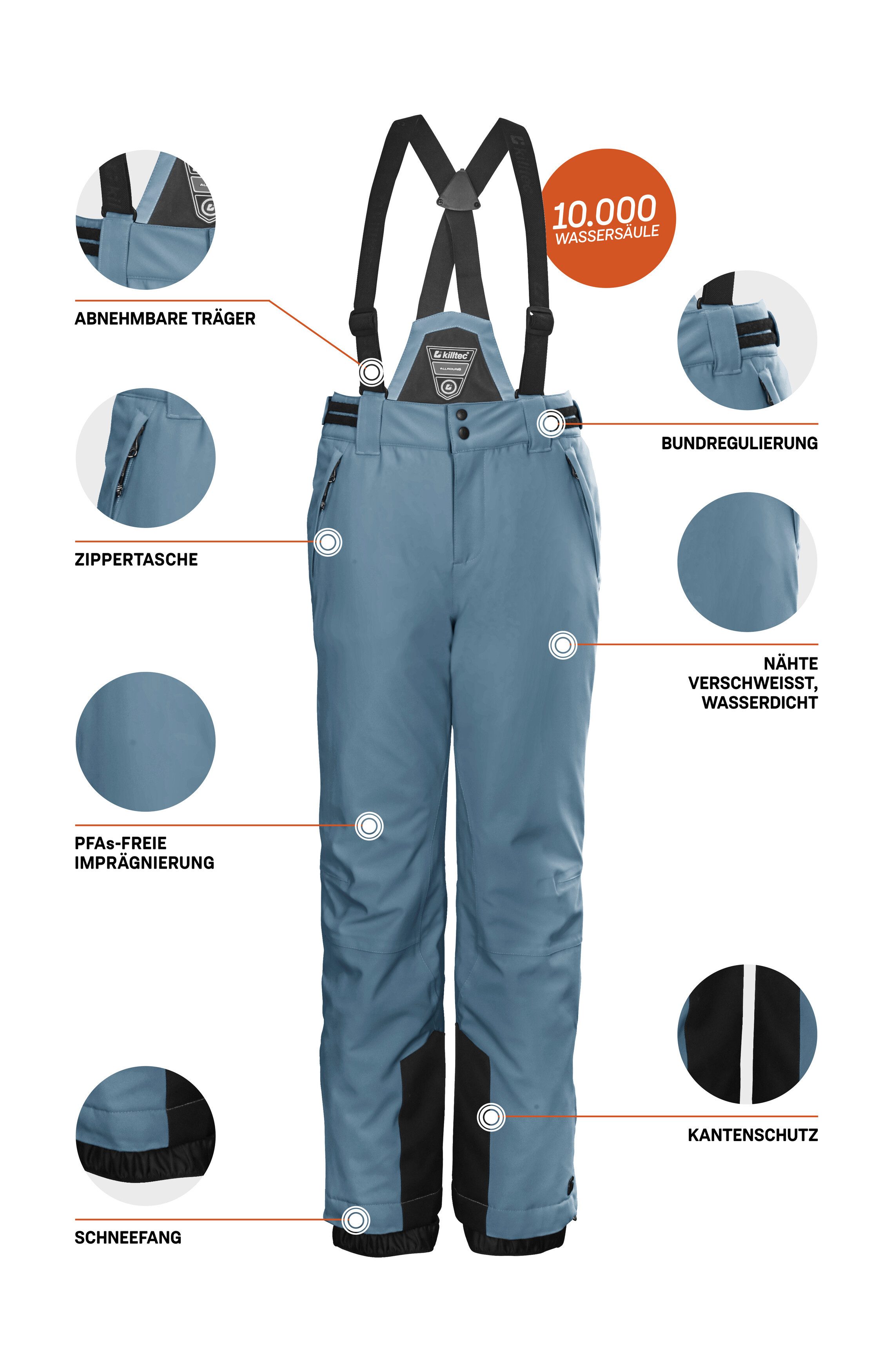 Killtec Skihose KSW 77 GRLS SKI PNTS wasserdicht, atmungsaktiv, abnehmbarer Latz, verst. Seitenriegel