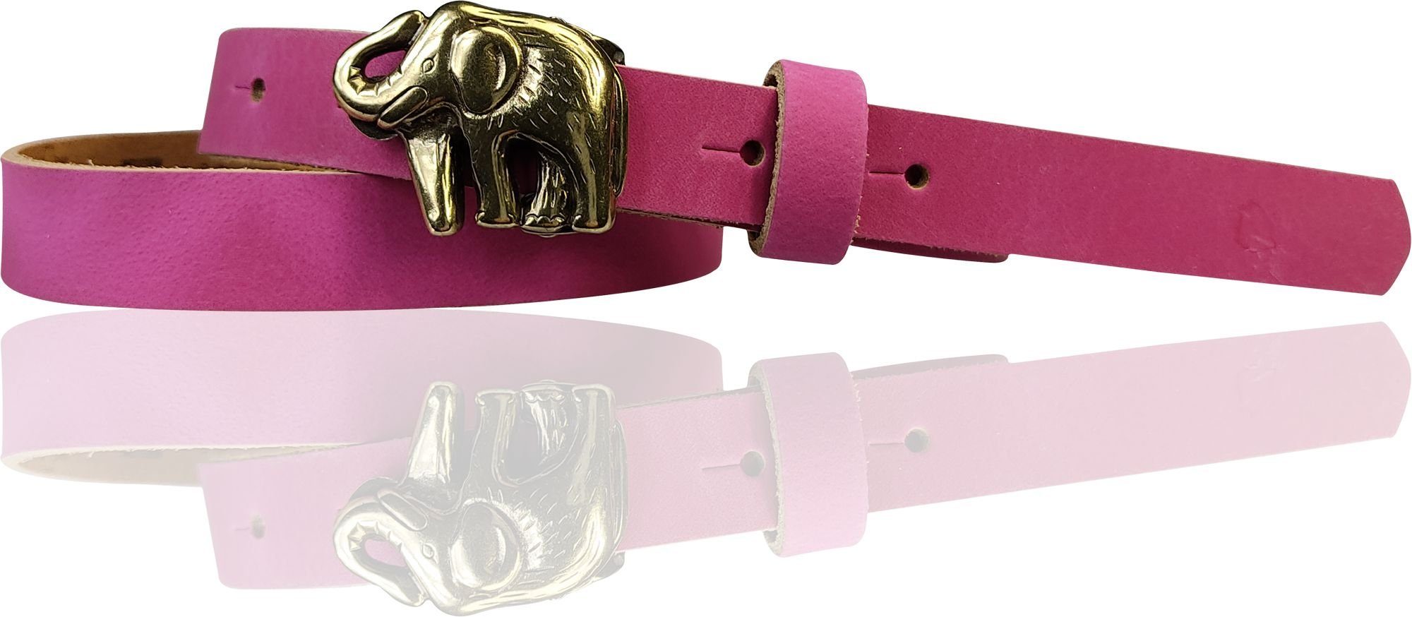 Pink 2 Ledergürtel mit cm goldener Kindergürtel Hüftgürtel FRONHOFER 18726 Elefantenschnalle,