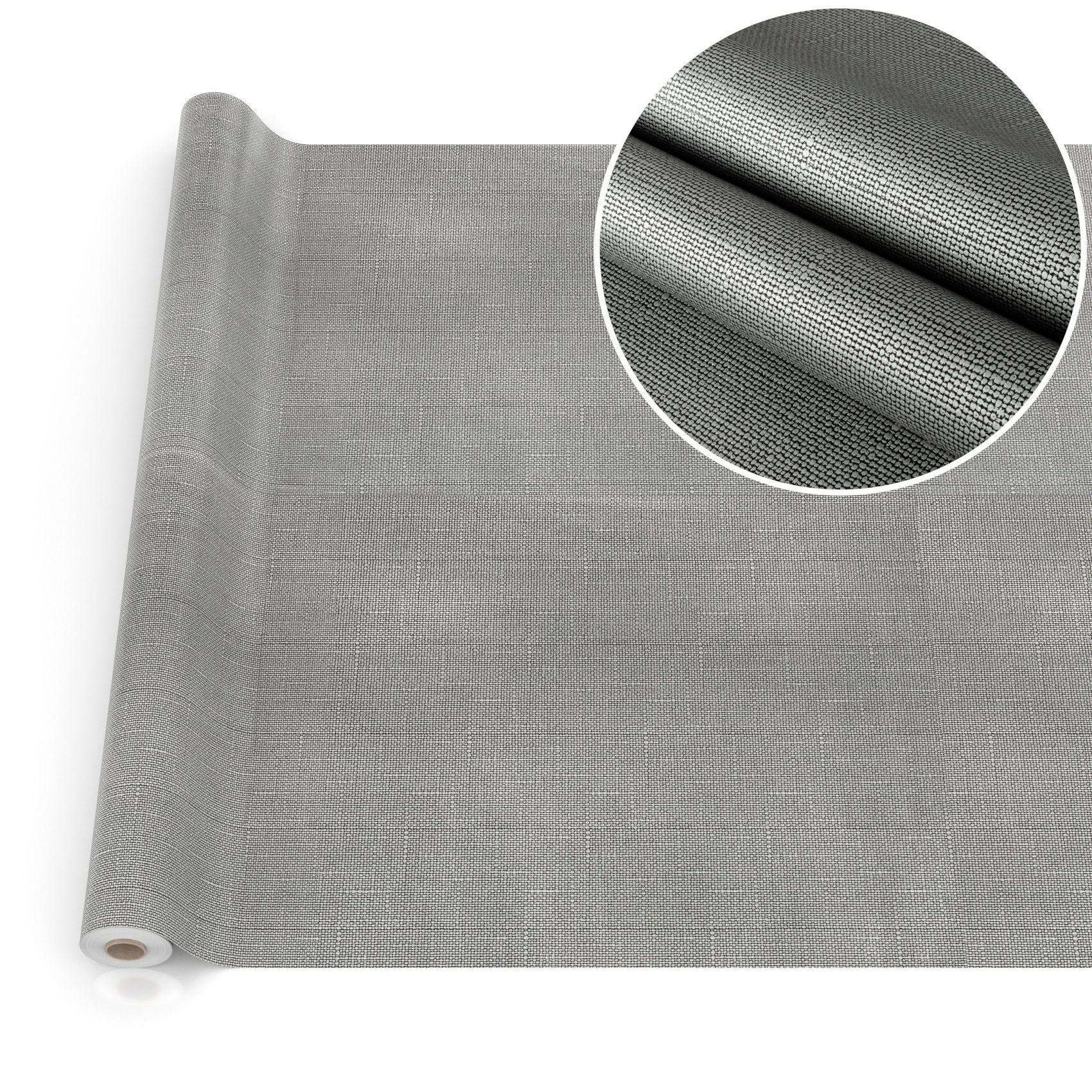 ANRO Tischdecke Tischdecke Wachstuch Premium Einfarbig Grau Robust Wasserabweisend, Prägung