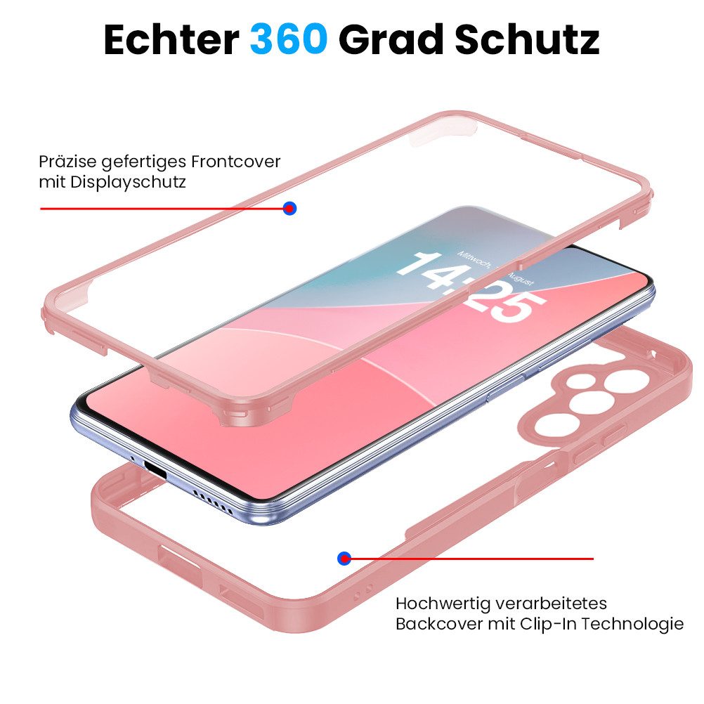 Tec-Expert Handyhülle 360 Grad Hülle für Samsung Galaxy A05s 6.7 Zoll, 6.7, Rundum Schutz Cover Case Hülle robust