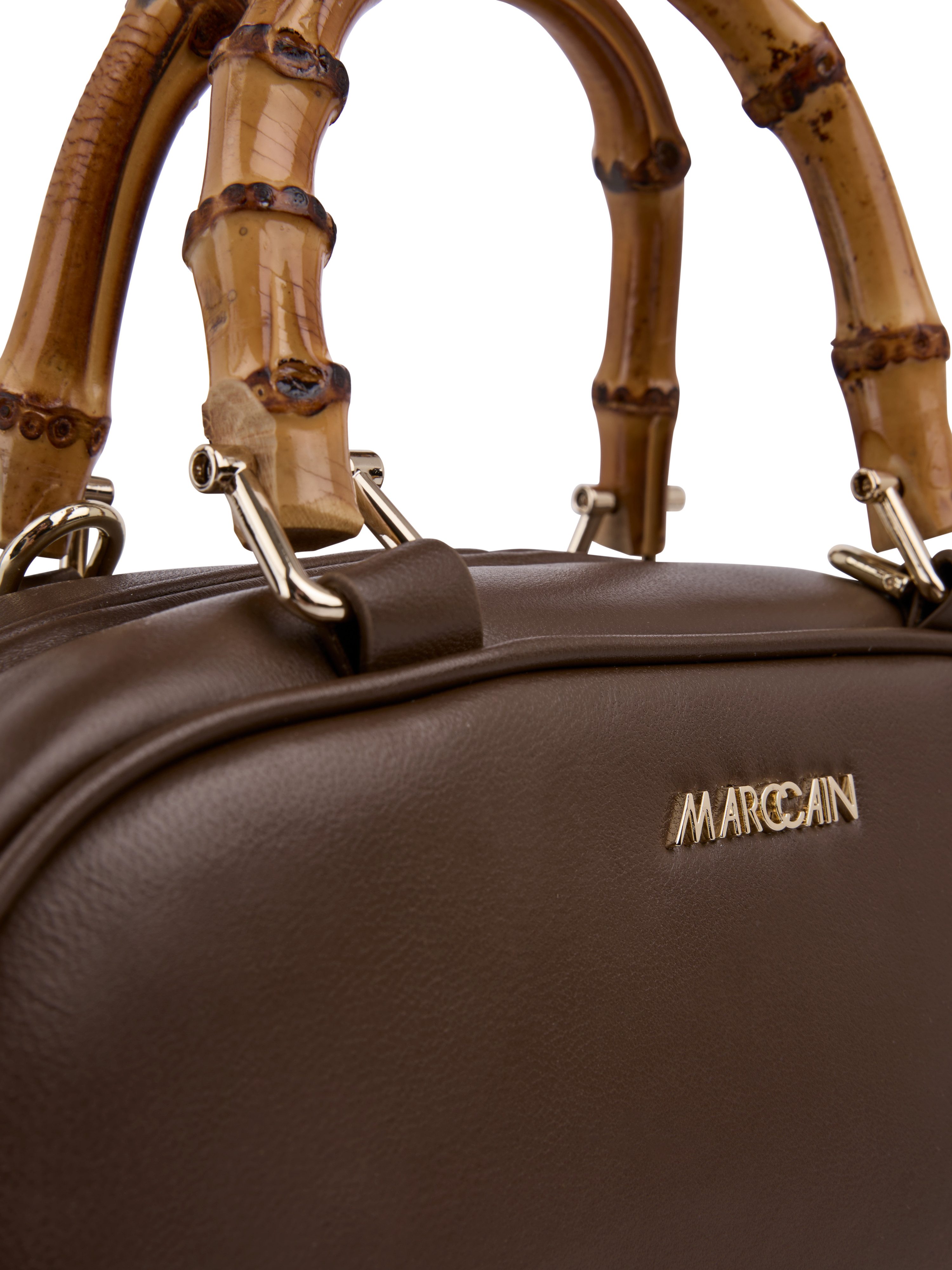 Marc Cain Henkeltasche Collections Leo's Oasis, Damen Handtasche, Abendtasche mit Holz-Tragegriff