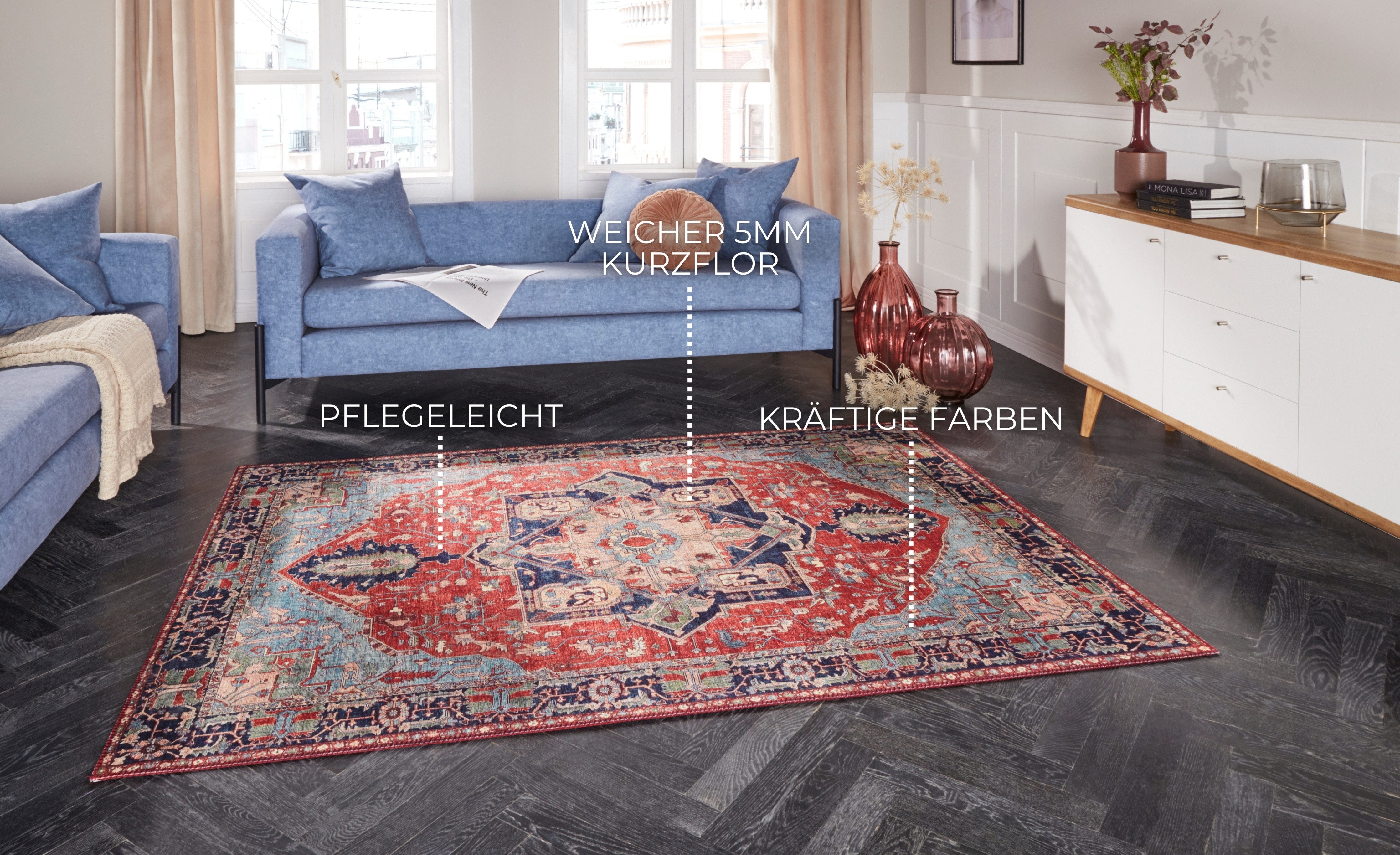 ELLE DECORATION Teppich Hamadan, rechteckig, Höhe: 5 mm, Orientalisch, Läufer, Kurzflor, Wohnzimmer, Schlafzimmer, Esszimmer