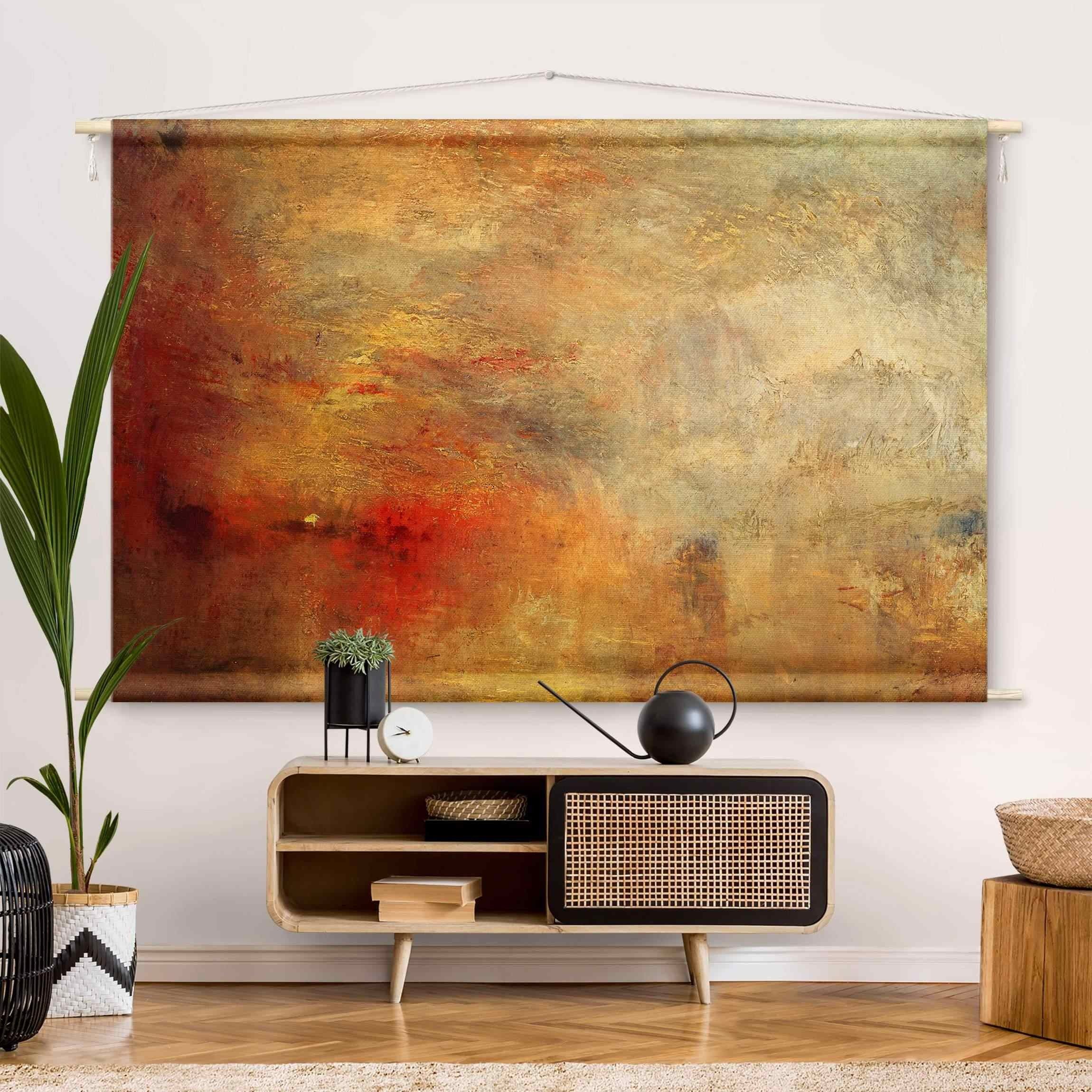 Bilderdepot24 Wandteppich modern William Turner Abstrakt orange, rechteckig, Höhe: 2.6 mm, großes Wandbild aus Natur-Baumwolle Wandbehang Stoffbild Tuch Wollseil