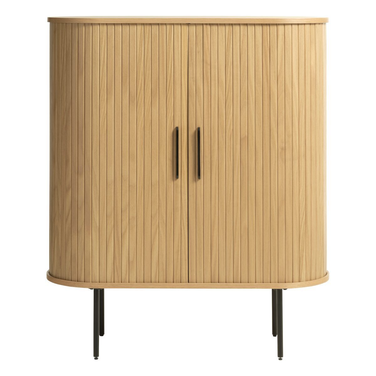 Liadomo Highboard Uriel, Sideboard, Kommode, Stauraummöbel, Schiebetüren Lamellen-Optik, Echtholzfurnier, vier Farben
