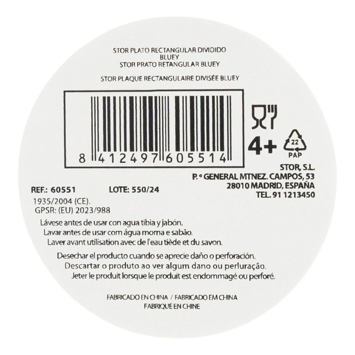 Storline Frühstücksteller Bluey rechteckig Teller mit 3 Fächern, Mikrowellengeeignet