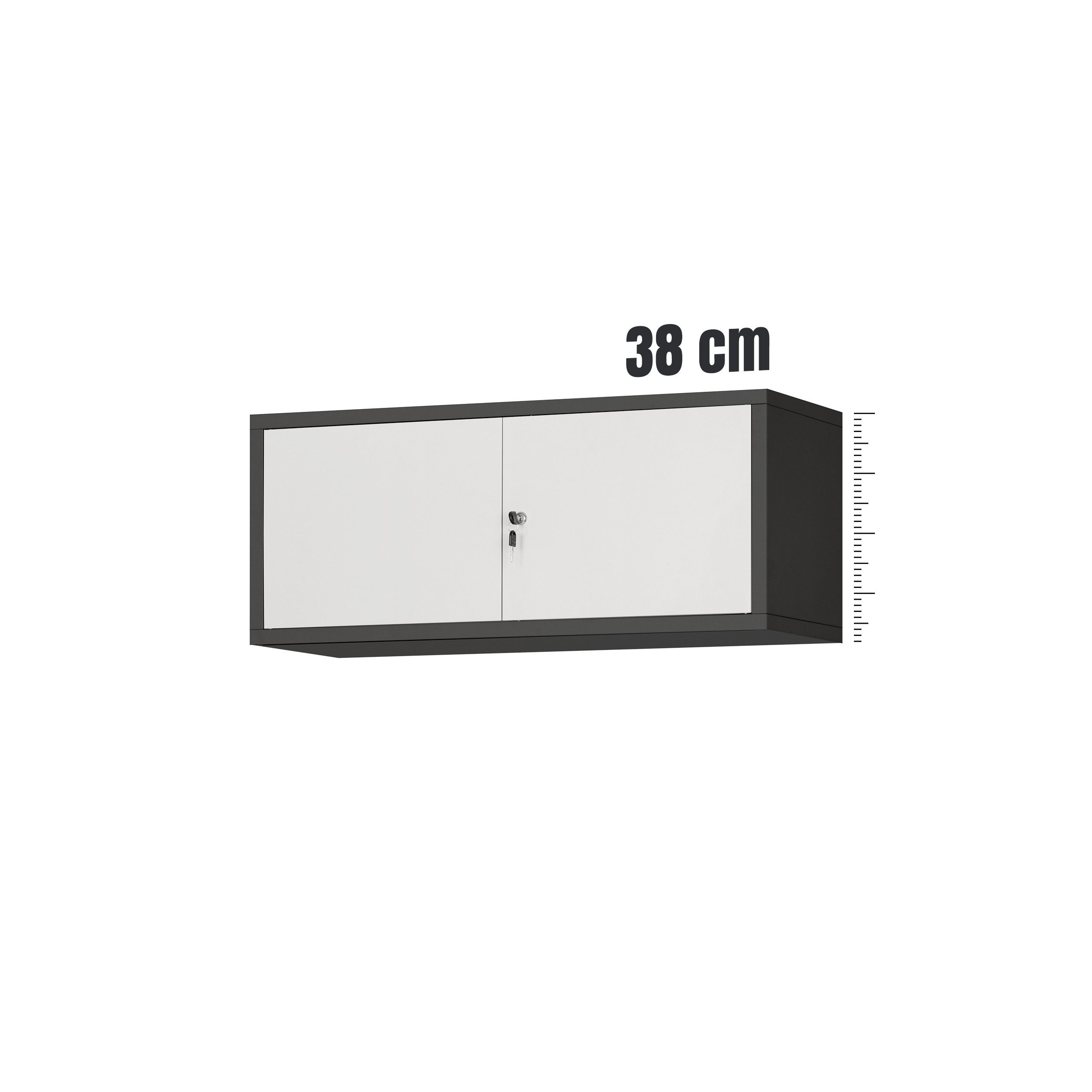 Jan Nowak Schrankaufsatz Aufsatz für Aktenschrank 90 cm EWA Metall Stahl abschließbar, (38 x 90 x 40 cm passend für JAN NOWAK Schränke PZH-zertifiziert), Erweiterung Büroschrank Schloss 2 Schlüssel robust 3 Farben